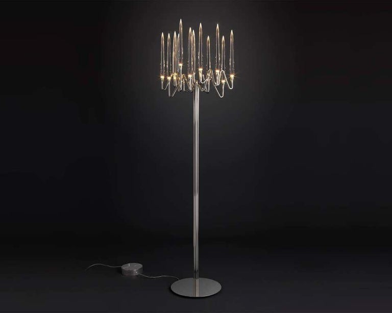 In Stock in Los Angeles, Set of 2 Floor Lamps with Nickel Finish, Made in Italy at 1stDibs