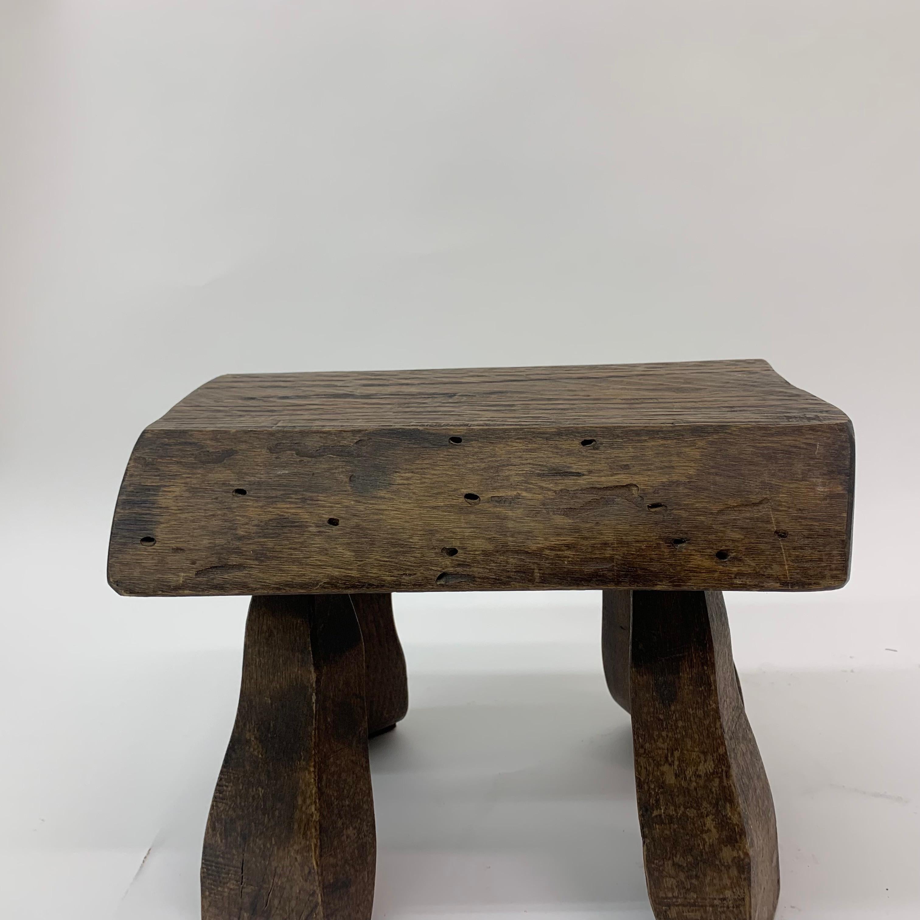 Set of 2 Solid Wood Brutalist Side Tables, 1970’s 5
