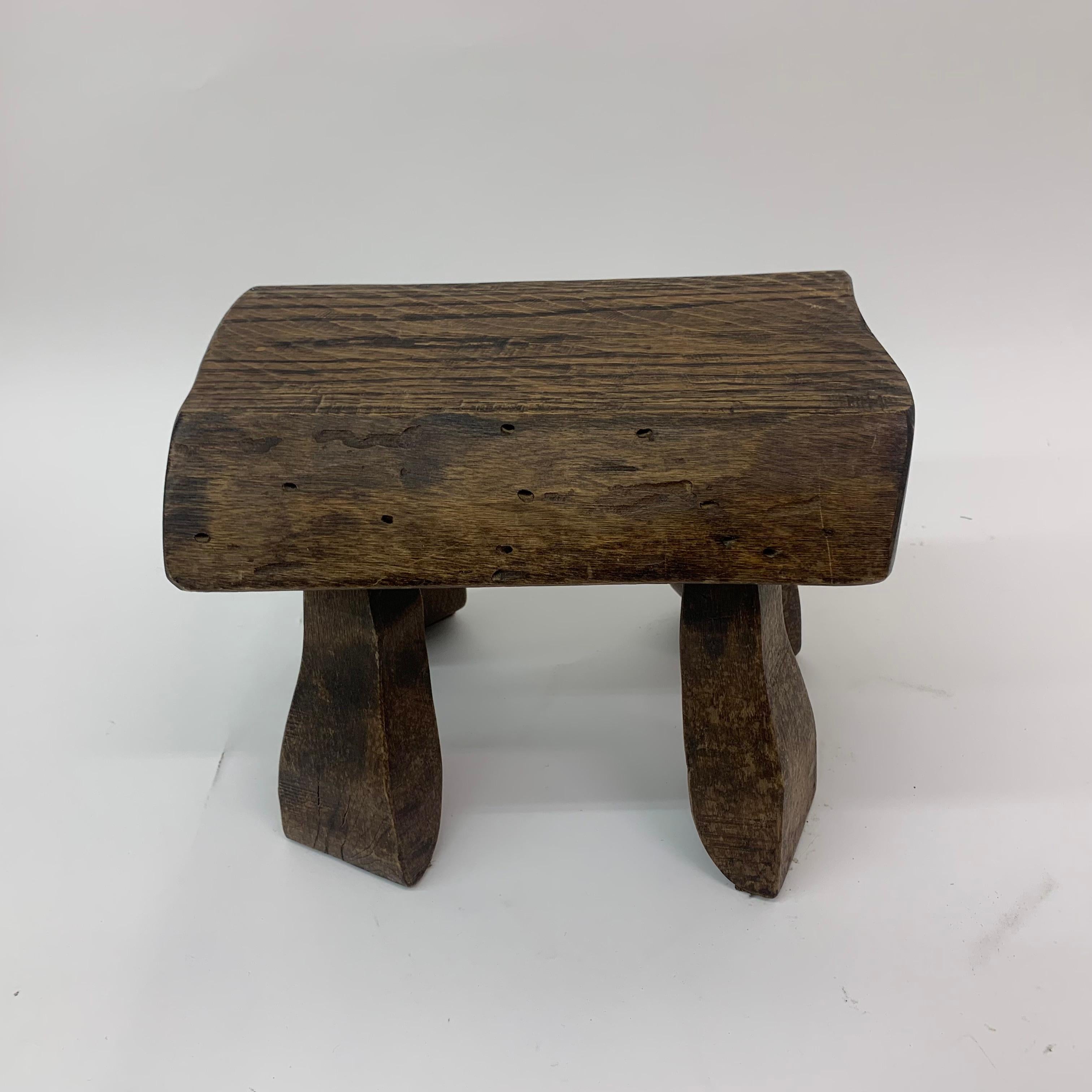Set of 2 Solid Wood Brutalist Side Tables, 1970’s 6