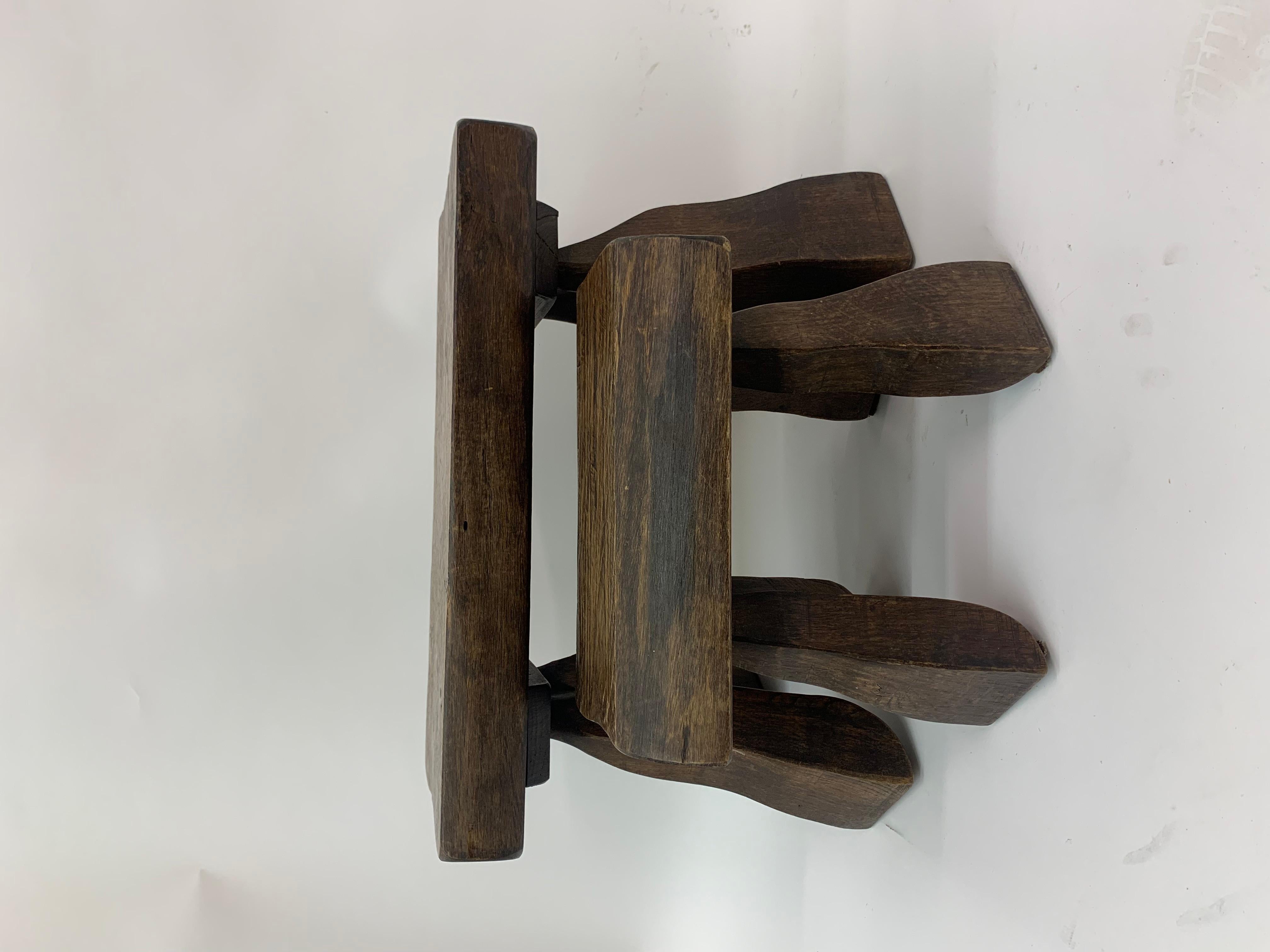 Set of 2 Solid Wood Brutalist Side Tables, 1970’s 9