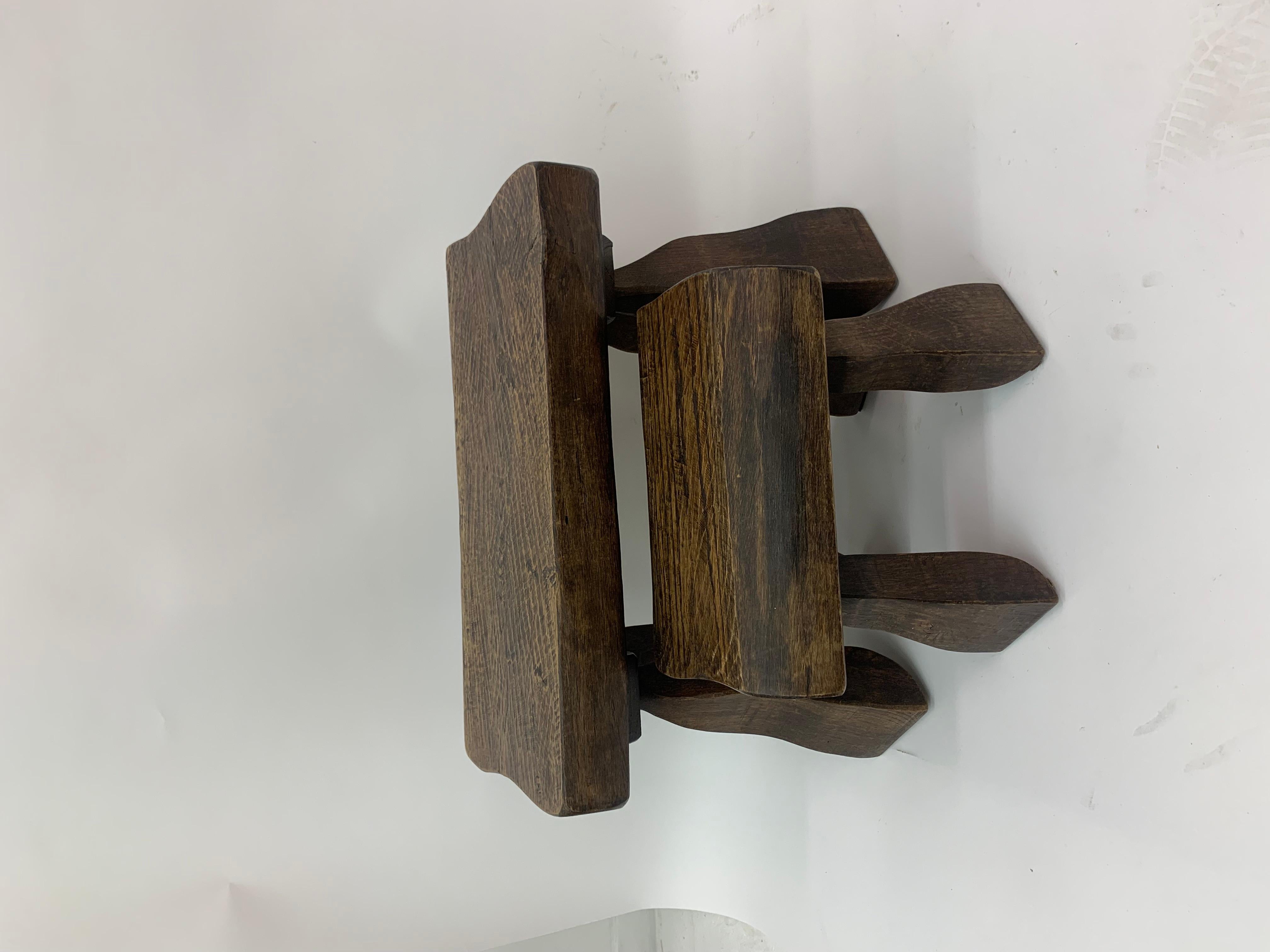 Set of 2 Solid Wood Brutalist Side Tables, 1970’s 11