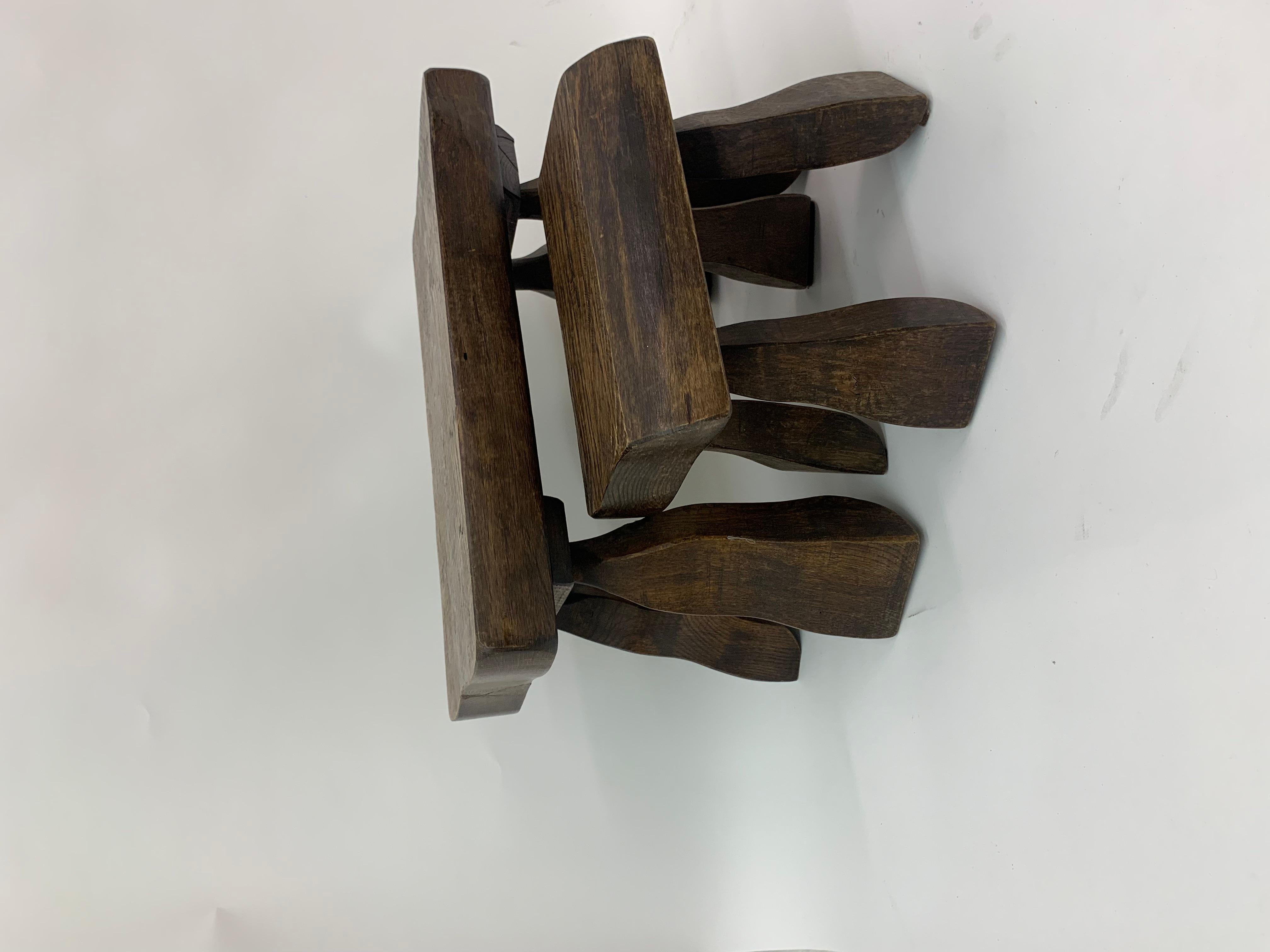 Set of 2 Solid Wood Brutalist Side Tables, 1970’s 12