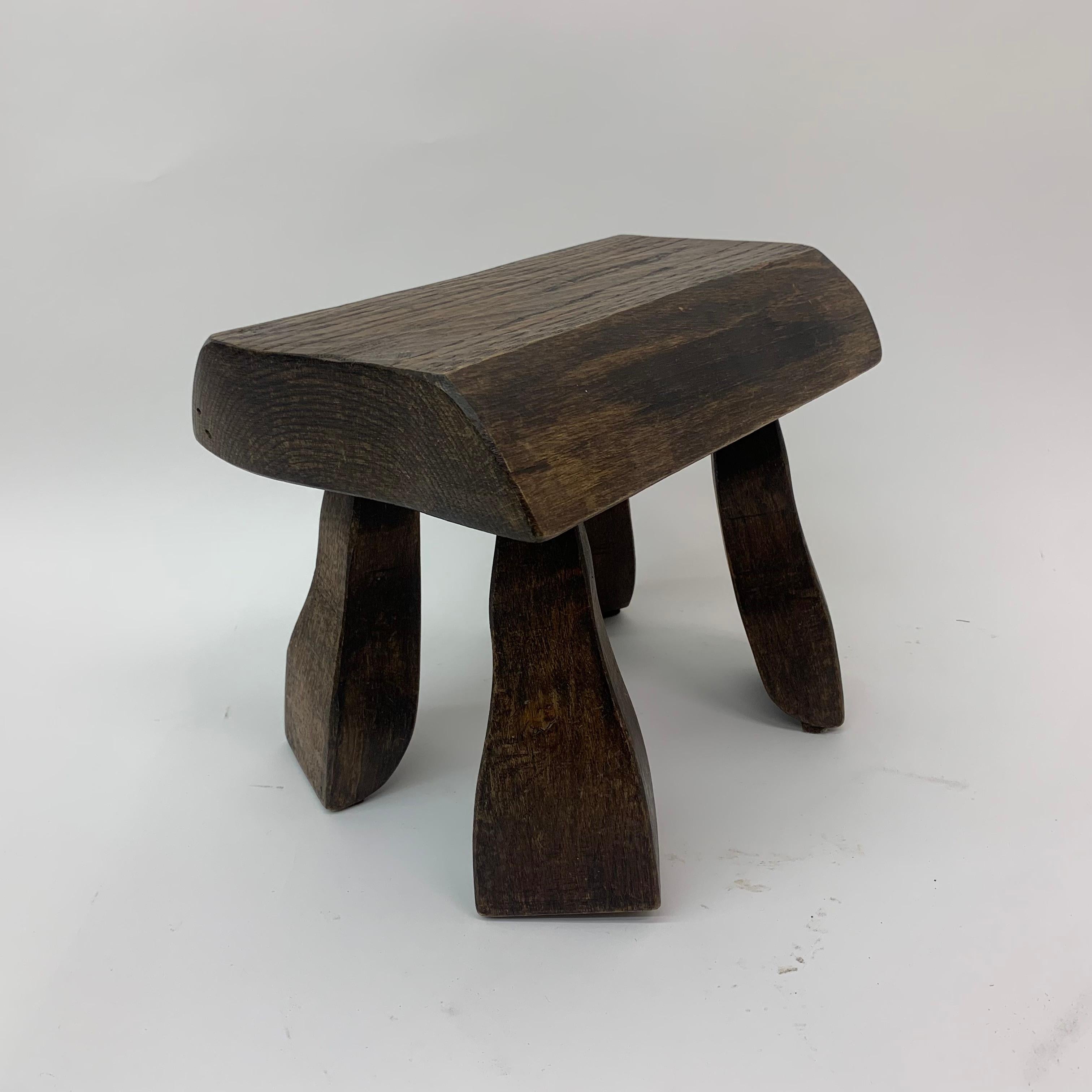 Set of 2 Solid Wood Brutalist Side Tables, 1970’s 1