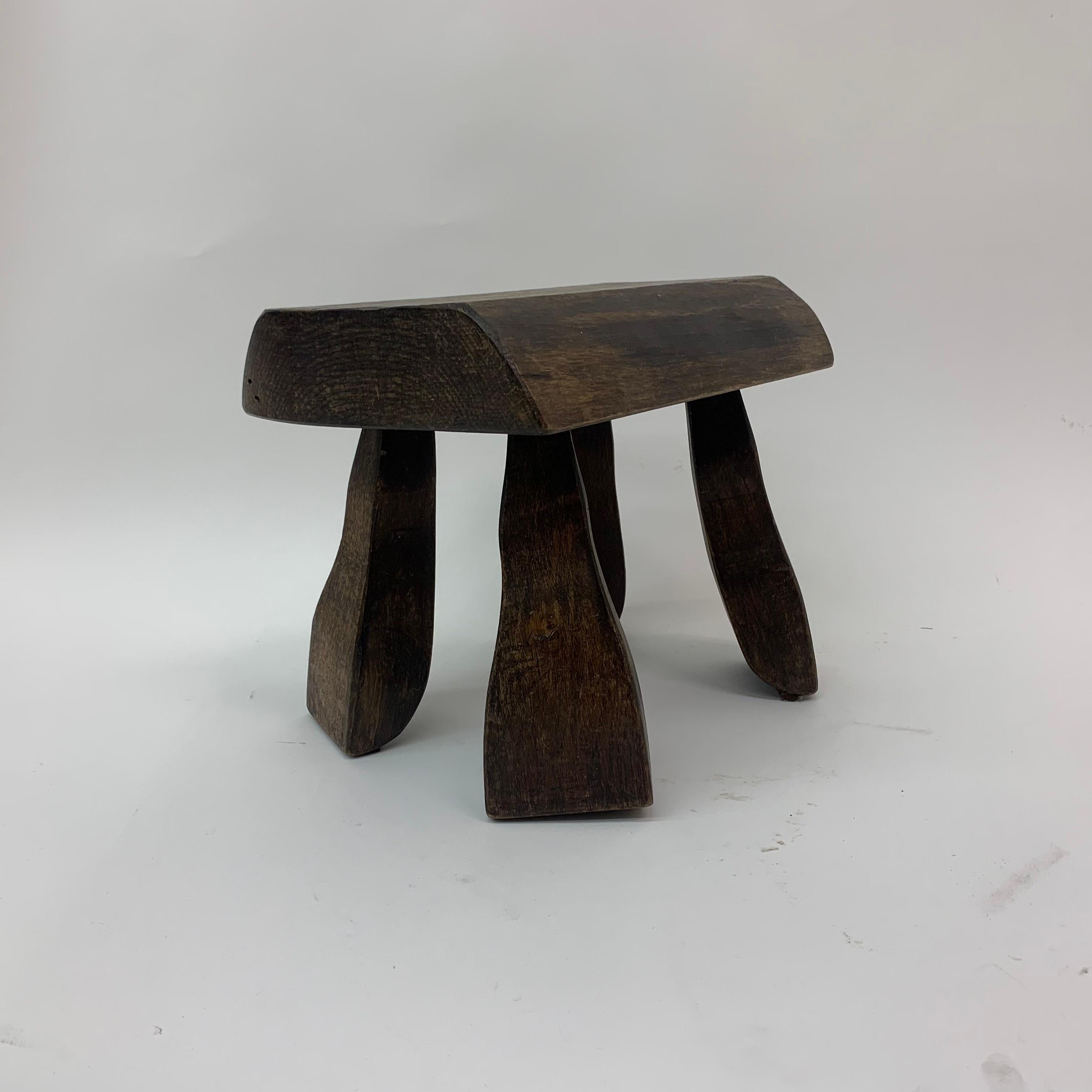 Set of 2 Solid Wood Brutalist Side Tables, 1970’s 2