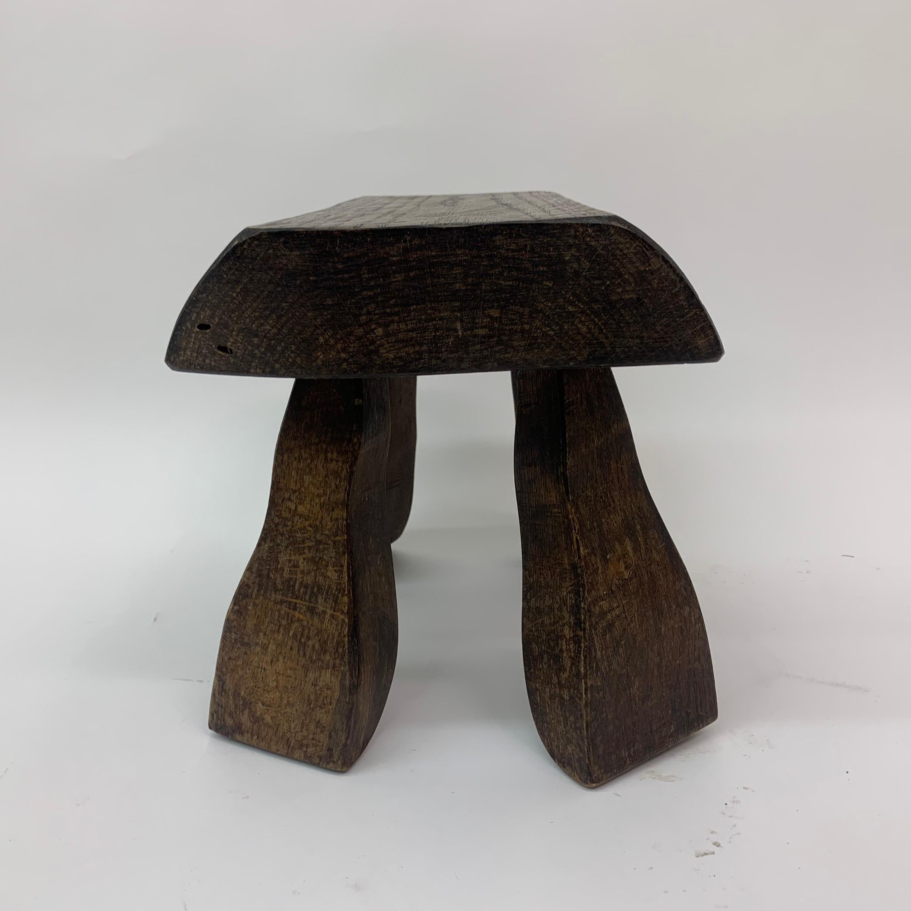 Set of 2 Solid Wood Brutalist Side Tables, 1970’s 3