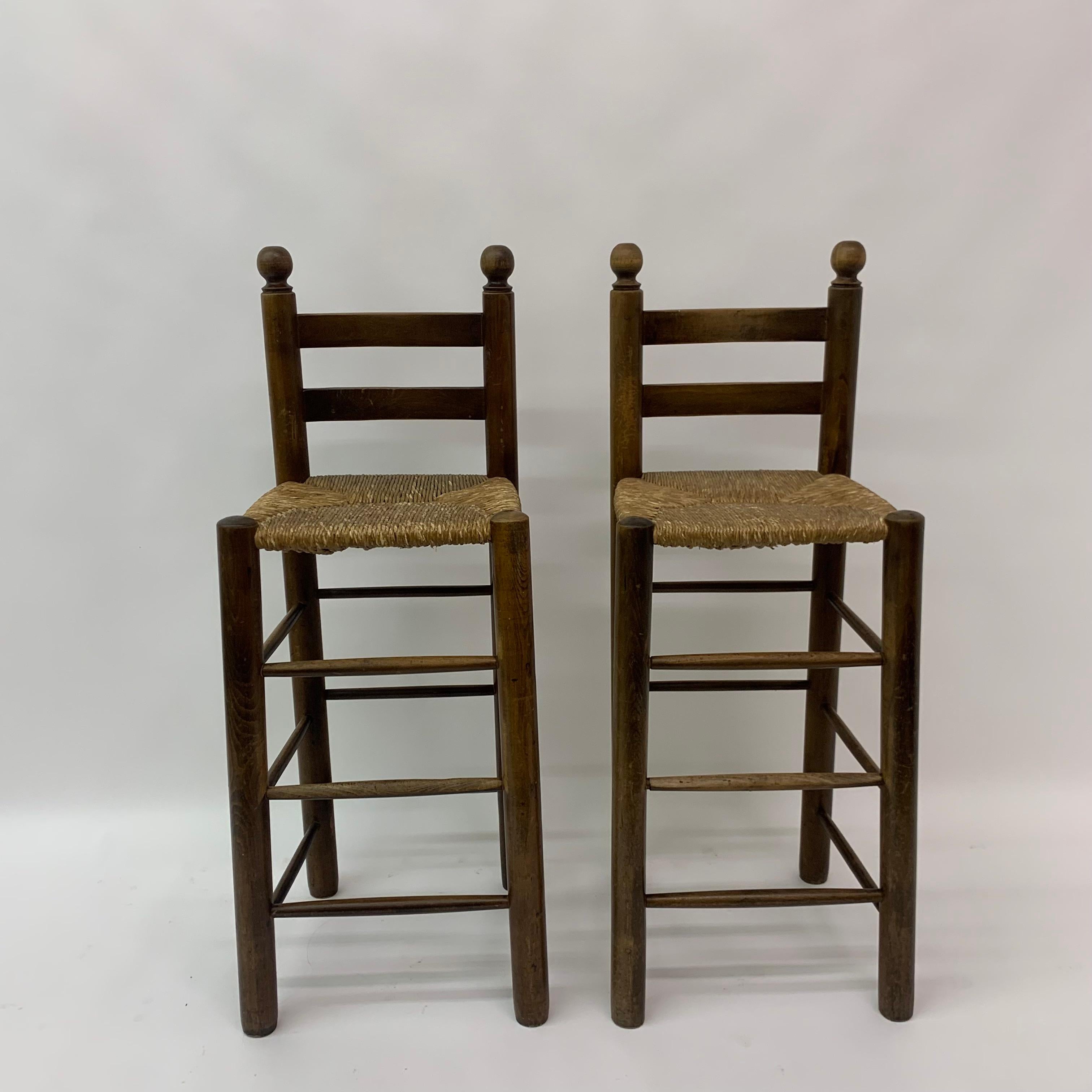 Set of 2 Solid Wooden Bar Stools, 1970’s 6