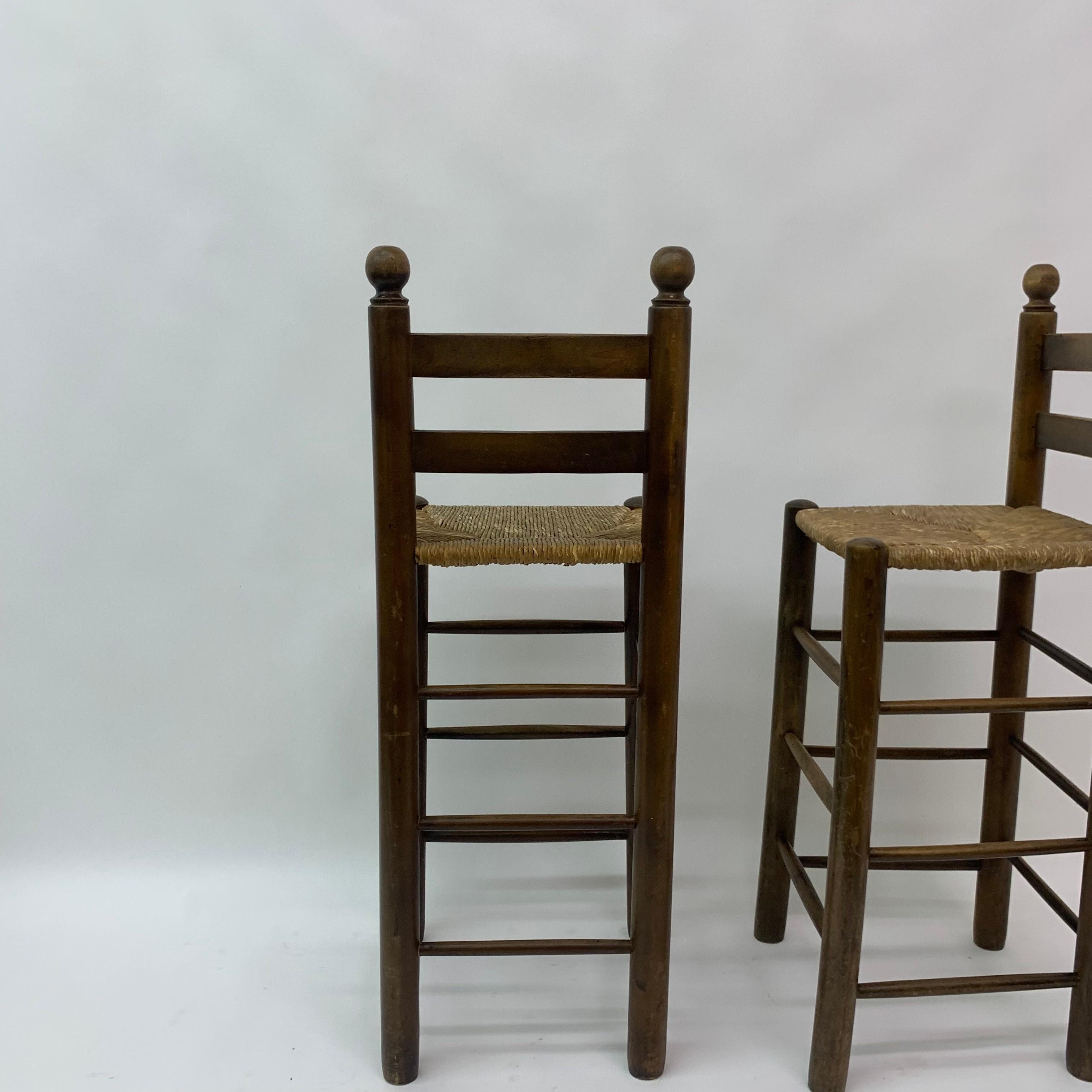 Set of 2 Solid Wooden Bar Stools, 1970’s 8