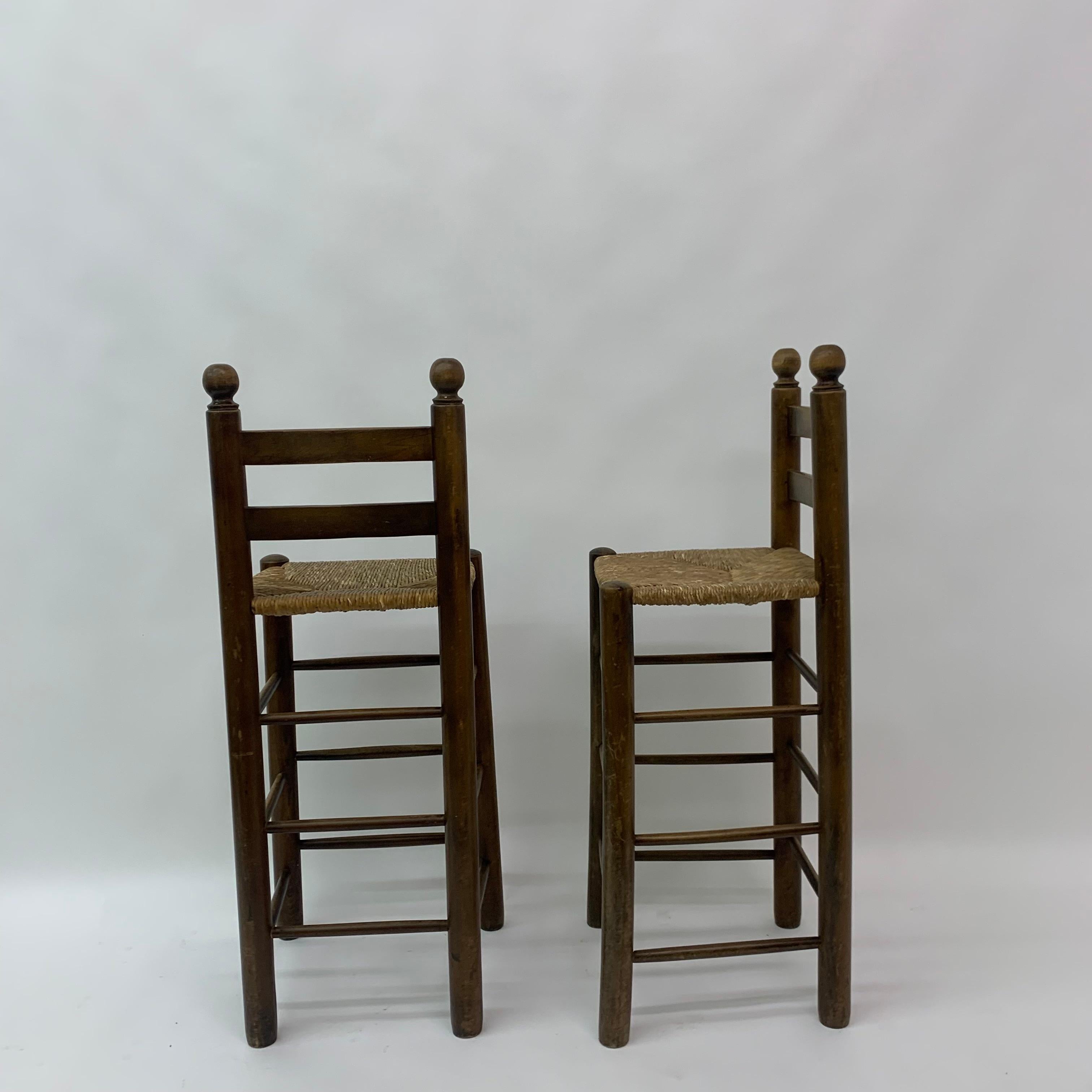 Set of 2 Solid Wooden Bar Stools, 1970’s 9
