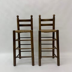 Set of 2 Solid Wooden Bar Stools, 1970’s