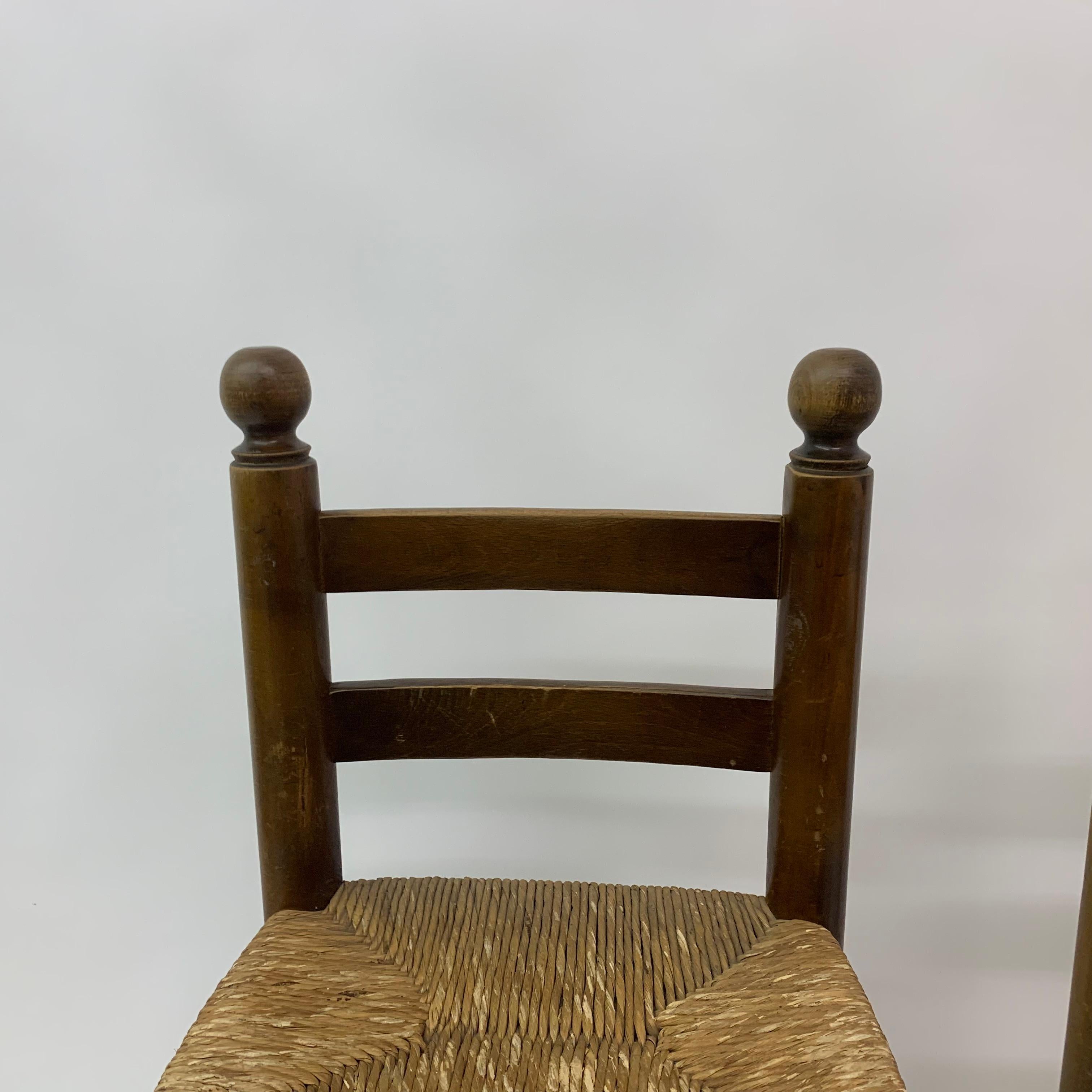 Set of 2 Solid Wooden Bar Stools, 1970’s 1