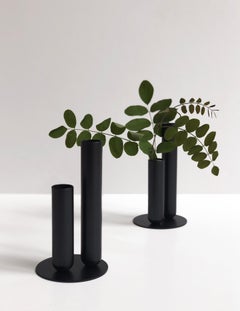 Set of 2 Soliflore Black Vases by Mademoiselle Jo