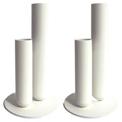 Set of 2 Soliflore White Vases by Mademoiselle Jo