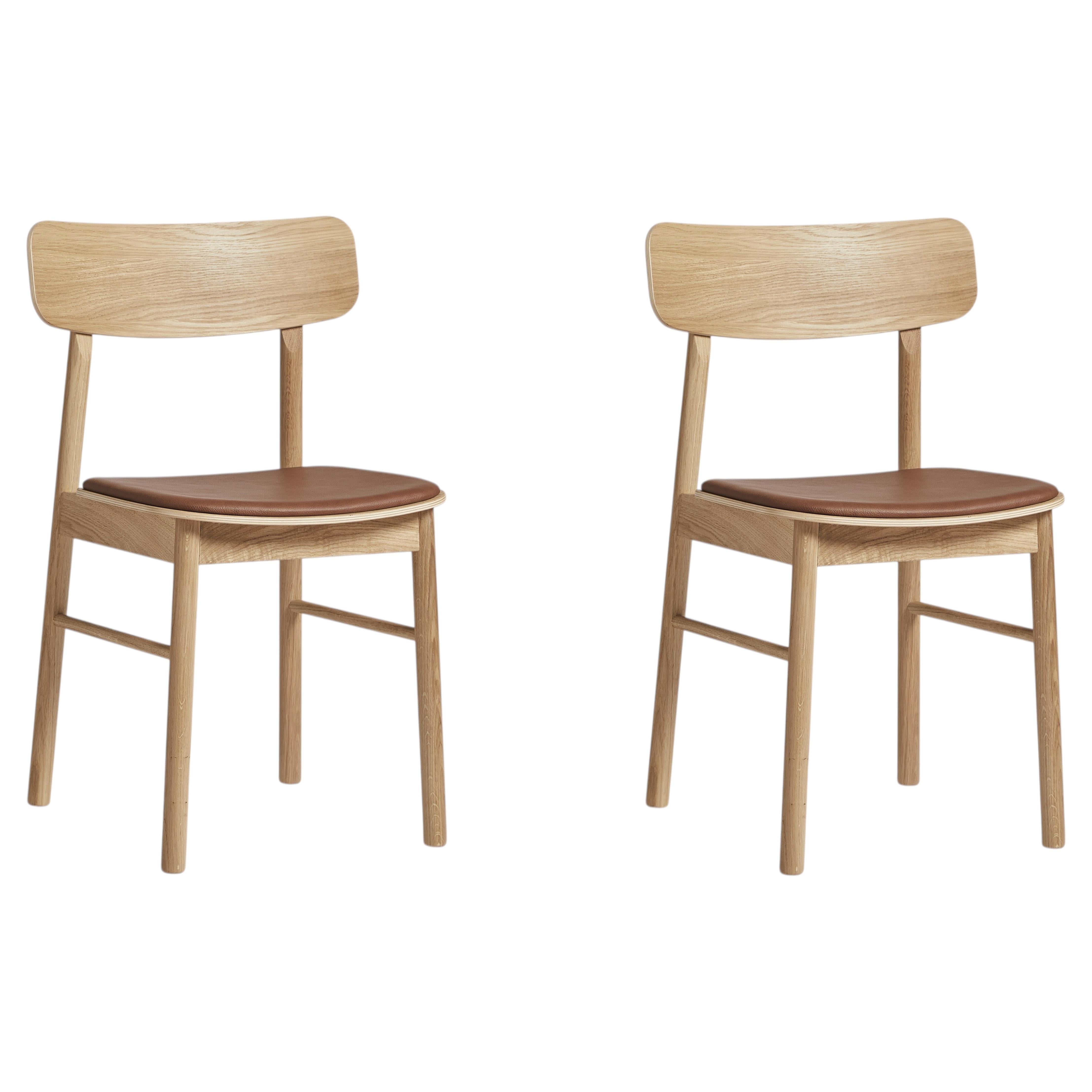 Lot de 2 chaises de salle à manger « Soma » en chêne huilé et cuir, par Kasper Nyman