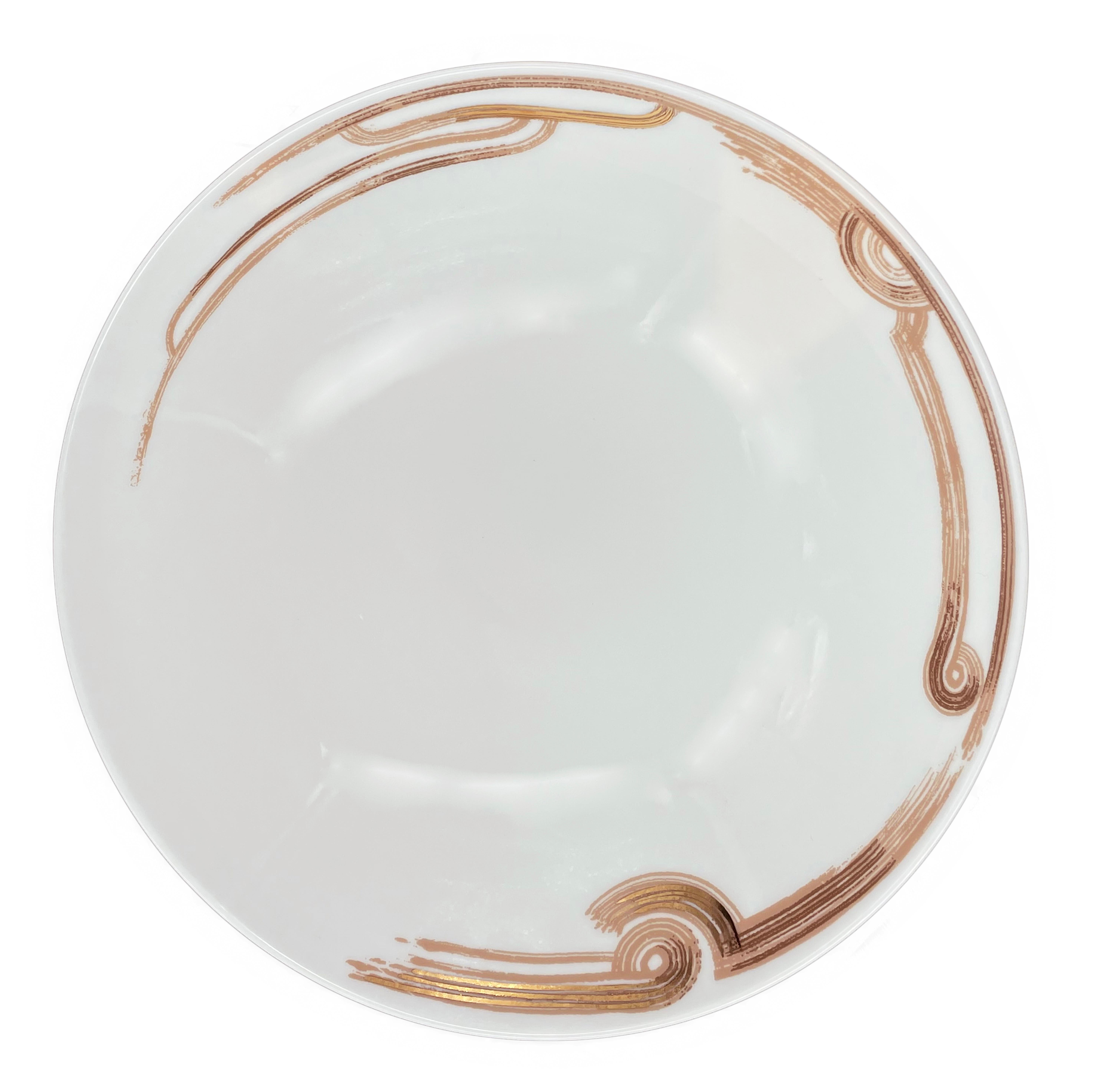 Description: Soup plate (2 pieces)
Color: Beige gold
Size: 21 Ø x 5 H cm
Material: Porcelain and gold
Collection: Art Déco Garden

Larger quantities available upon request, with 8 weeks production time.