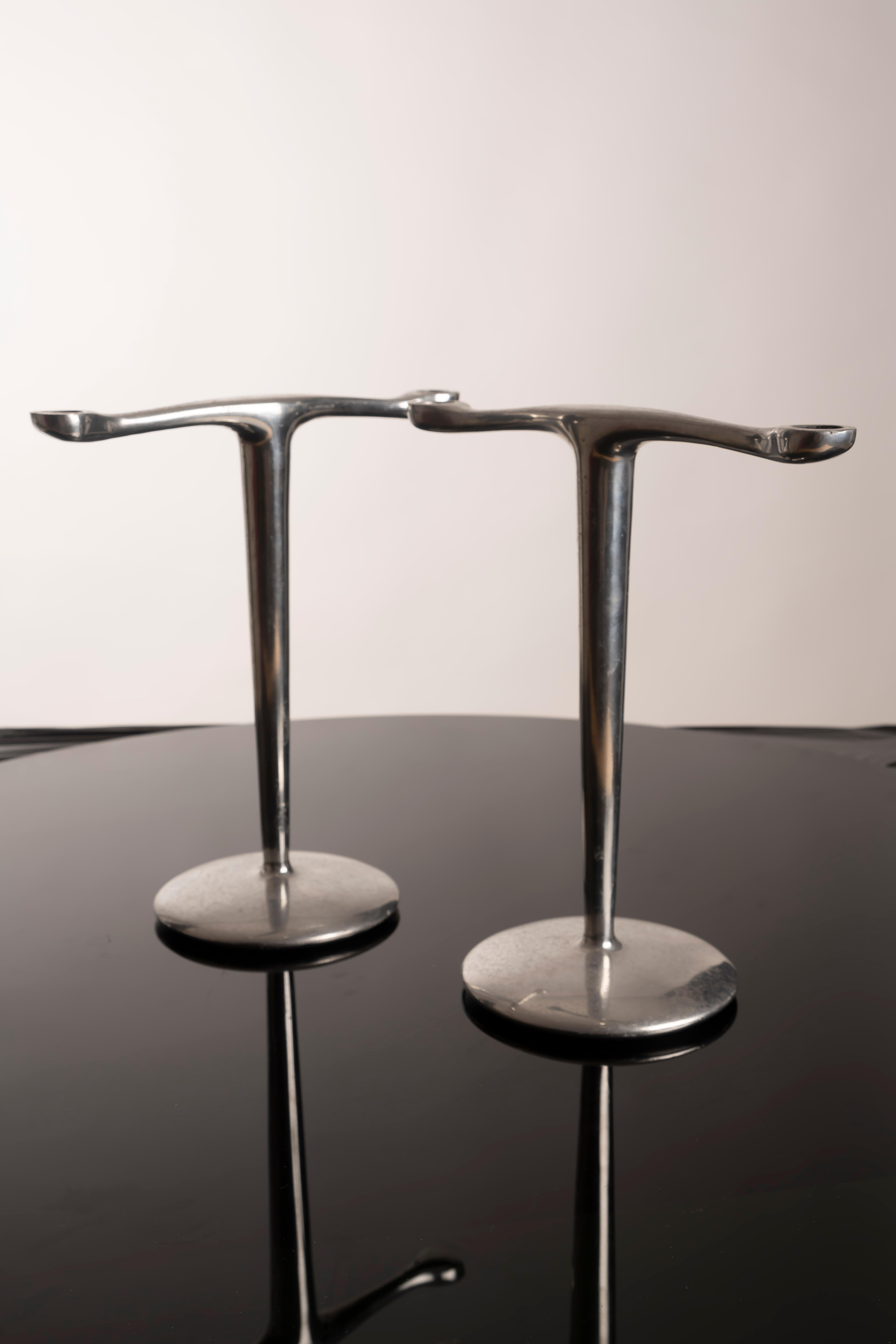 Set di 2 portacandele A Space Age in alluminio Jorge Pensi Design In condizioni buone in vendita a BARCELONA, ES