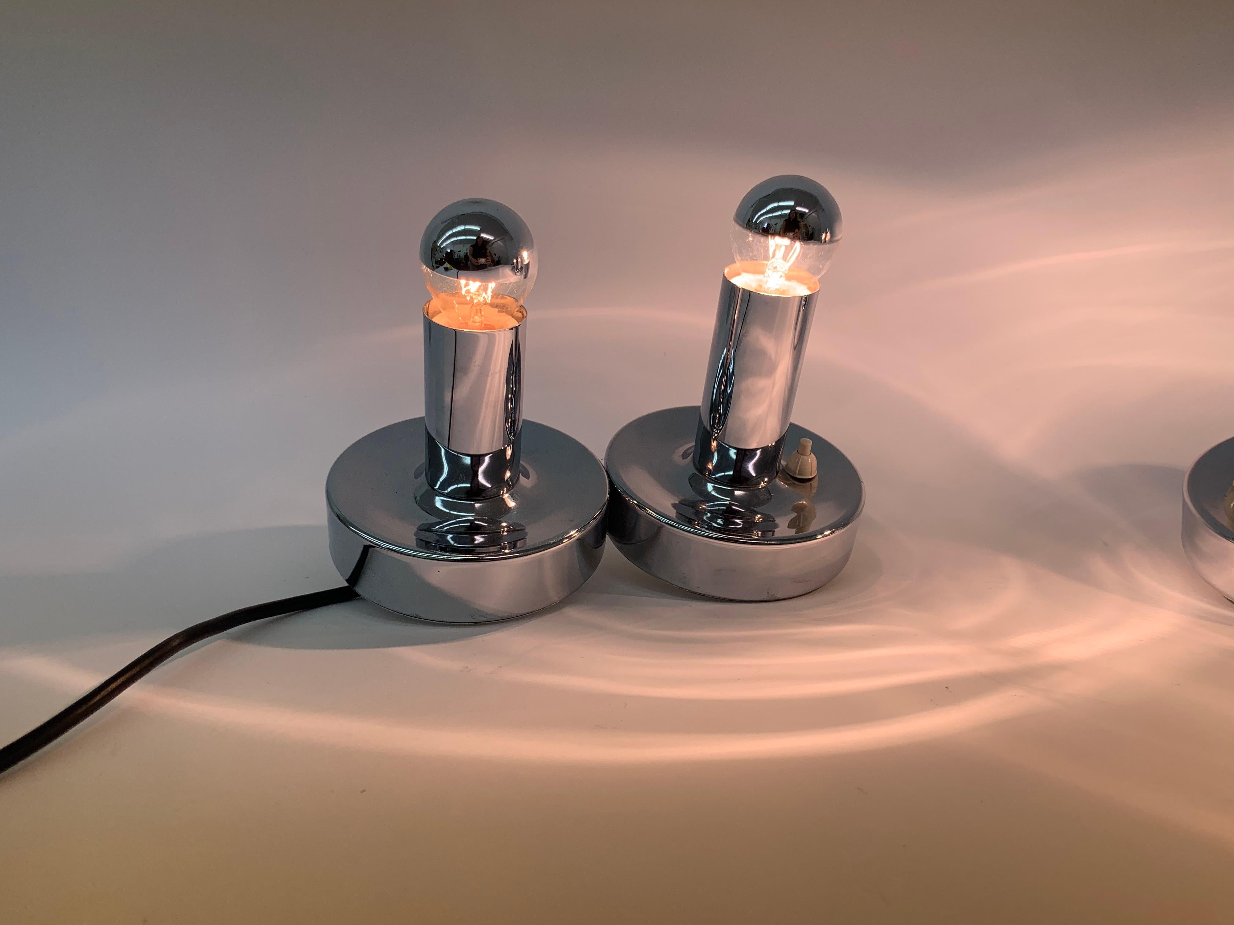 Set of 2 Space Age Chrome Bedside Lamps , 1970’s For Sale 11