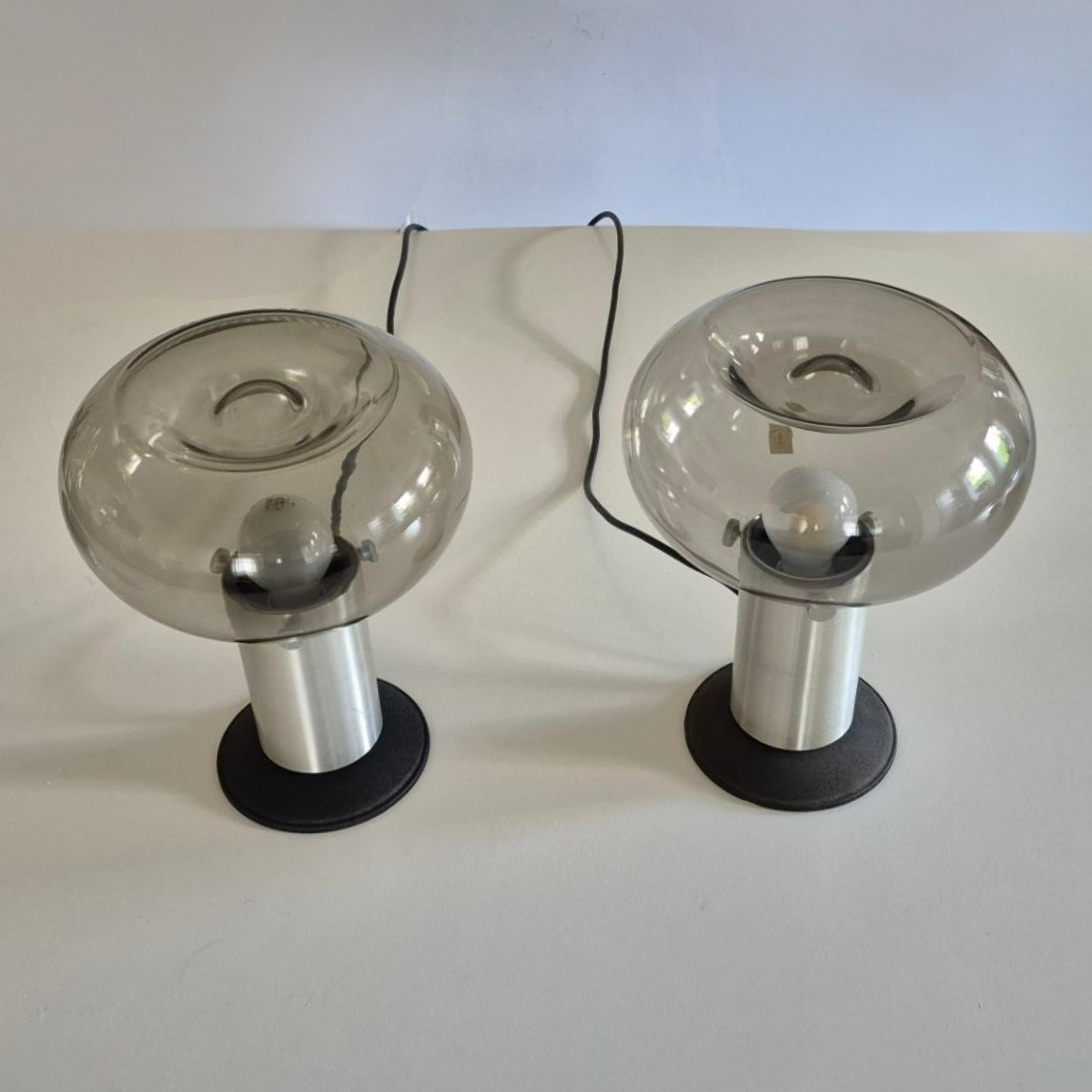 Ère spatiale Ensemble de 2 lampes Space Age par Süssmuthglas, Allemagne, années 1960 en vente