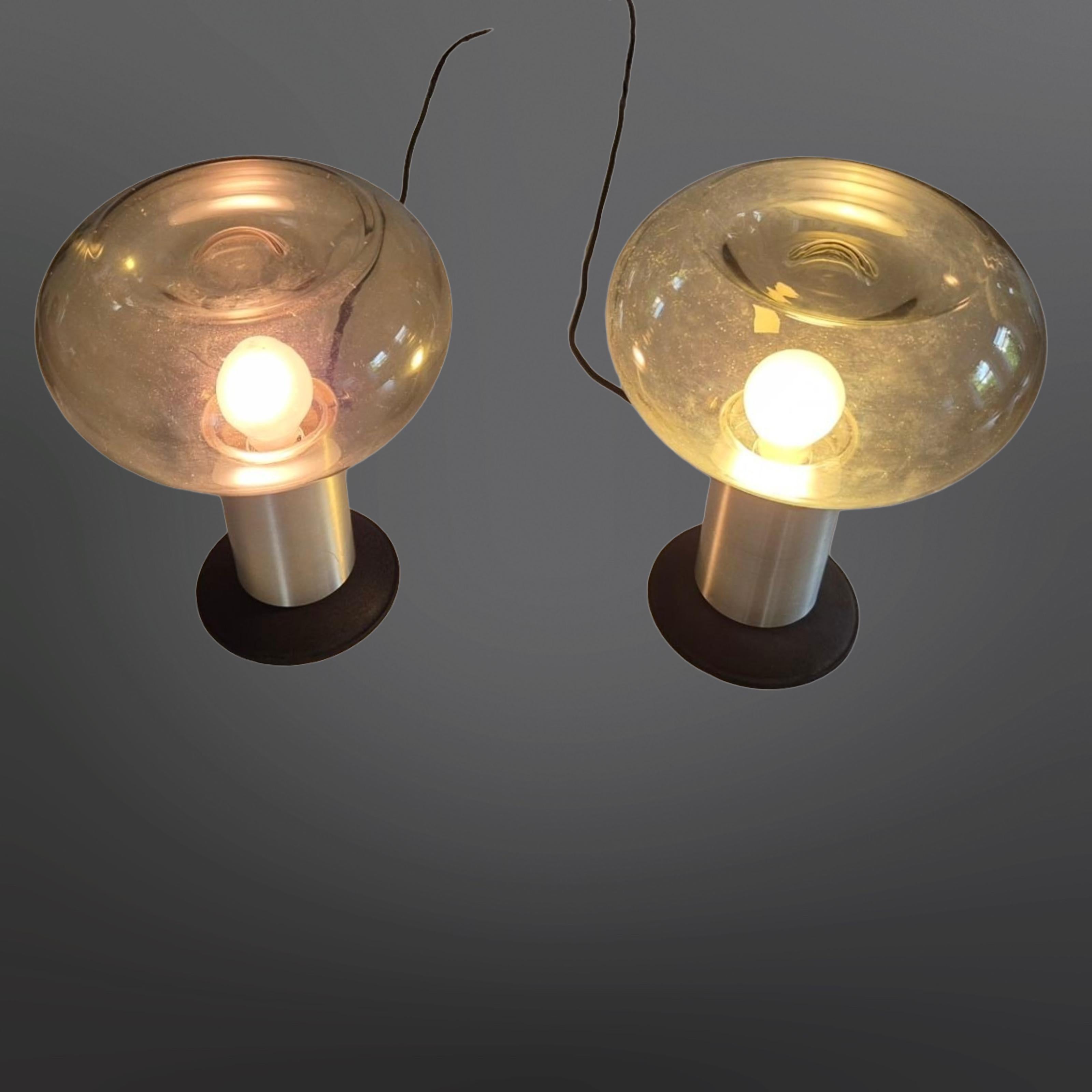 Aluminium Ensemble de 2 lampes Space Age par Süssmuthglas, Allemagne, années 1960 en vente