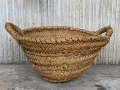Set of 2 Spanish Woven Wicker Olive Grape Harvest Basket