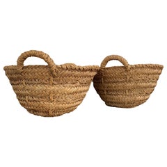 Set of 2 Spanish Woven Wicker Olive Grape Harvest Basket