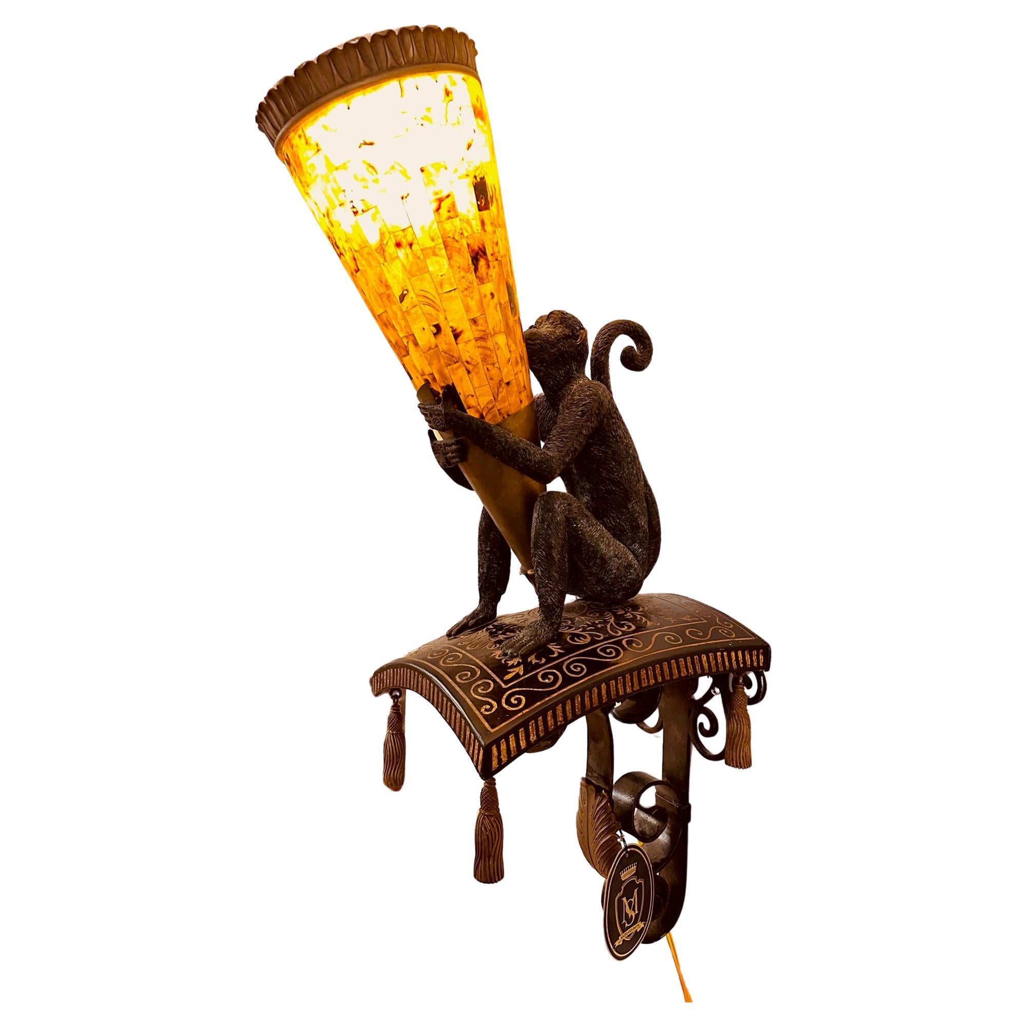 Set of 2 special bronze wall lamps. For Sale