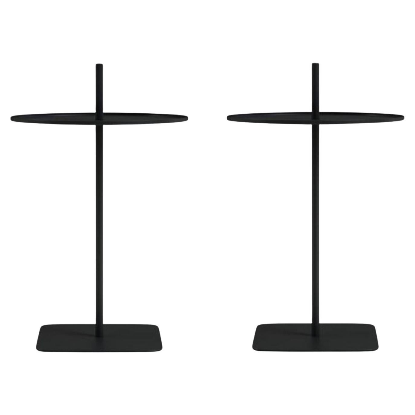 Set of 2 Spin 01 Black Coffee Tables by Oito For Sale