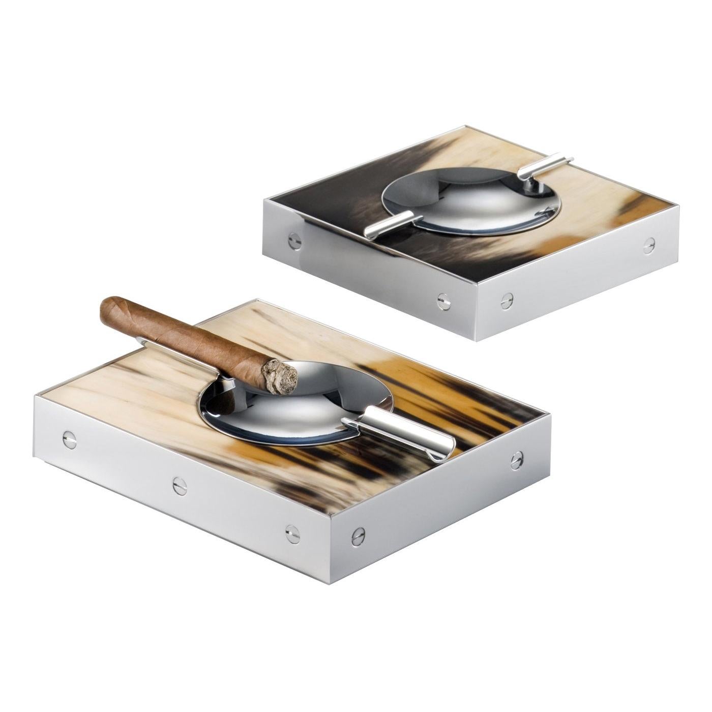 Set of 2 Square and Rectangular Ashtrays For Sale
