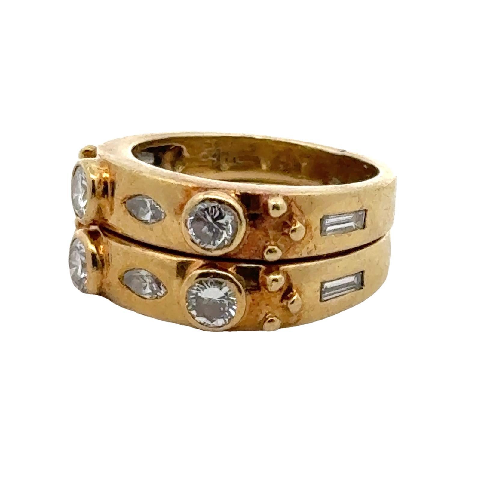 Lot de 2 bagues empilables en or jaune 18 carats avec diamants The Moderns 1