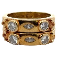 Lot de 2 bagues empilables en or jaune 18 carats avec diamants The Moderns
