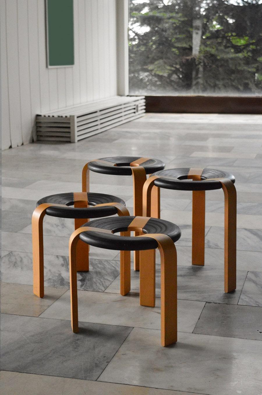 Mid-Century Modern Set of 2 Stackable Oak Stools by Rud Thygesen & Johnny Sørensen, Denmark, 1970s