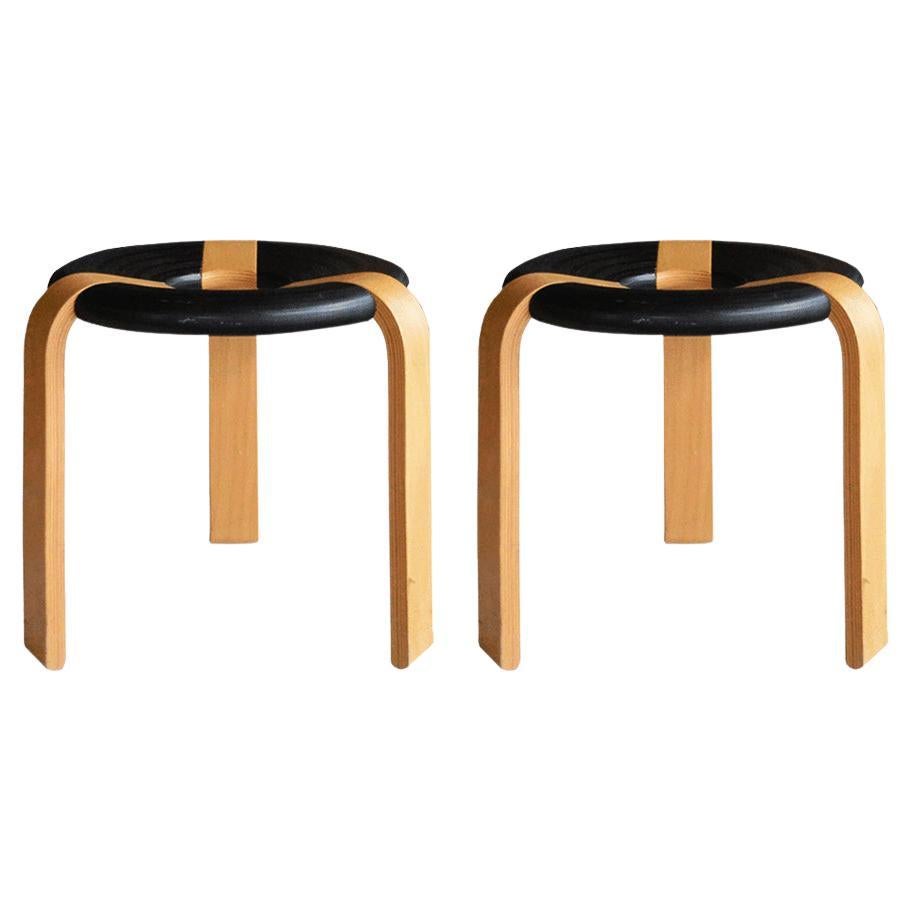 Set of 2 Stackable Oak Stools by Rud Thygesen & Johnny Sørensen, Denmark, 1970s For Sale