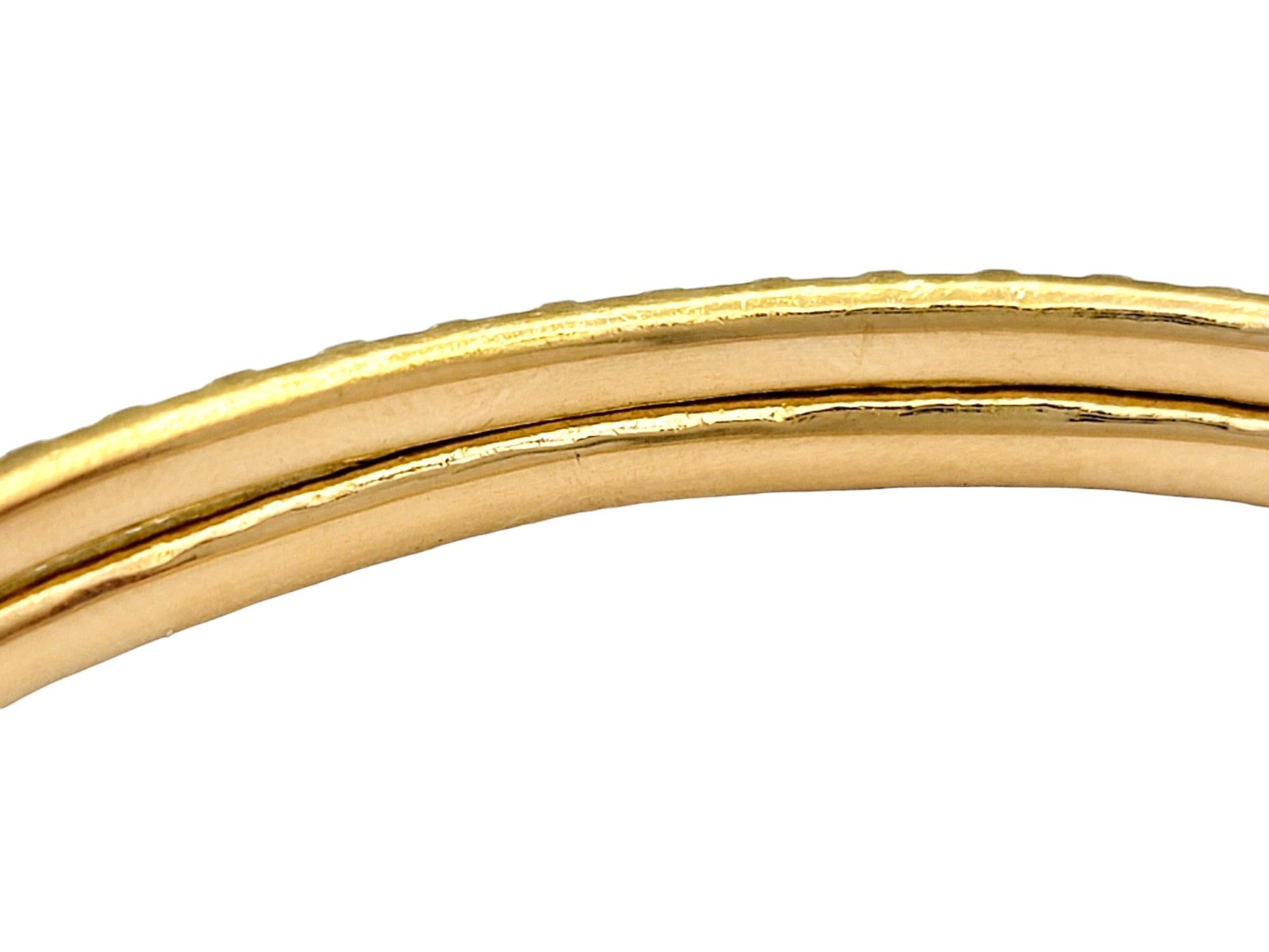 Women's or Men's Set of 2 Stacking Bangle Bracelets with Red Enamel Design 22 Karat Yellow Gold For Sale