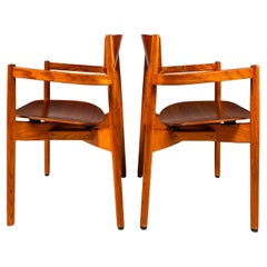 Vintage Set of 2 Stacking in Oak & Walnut Chairs by Jens Risom, USA, c. 1960s
