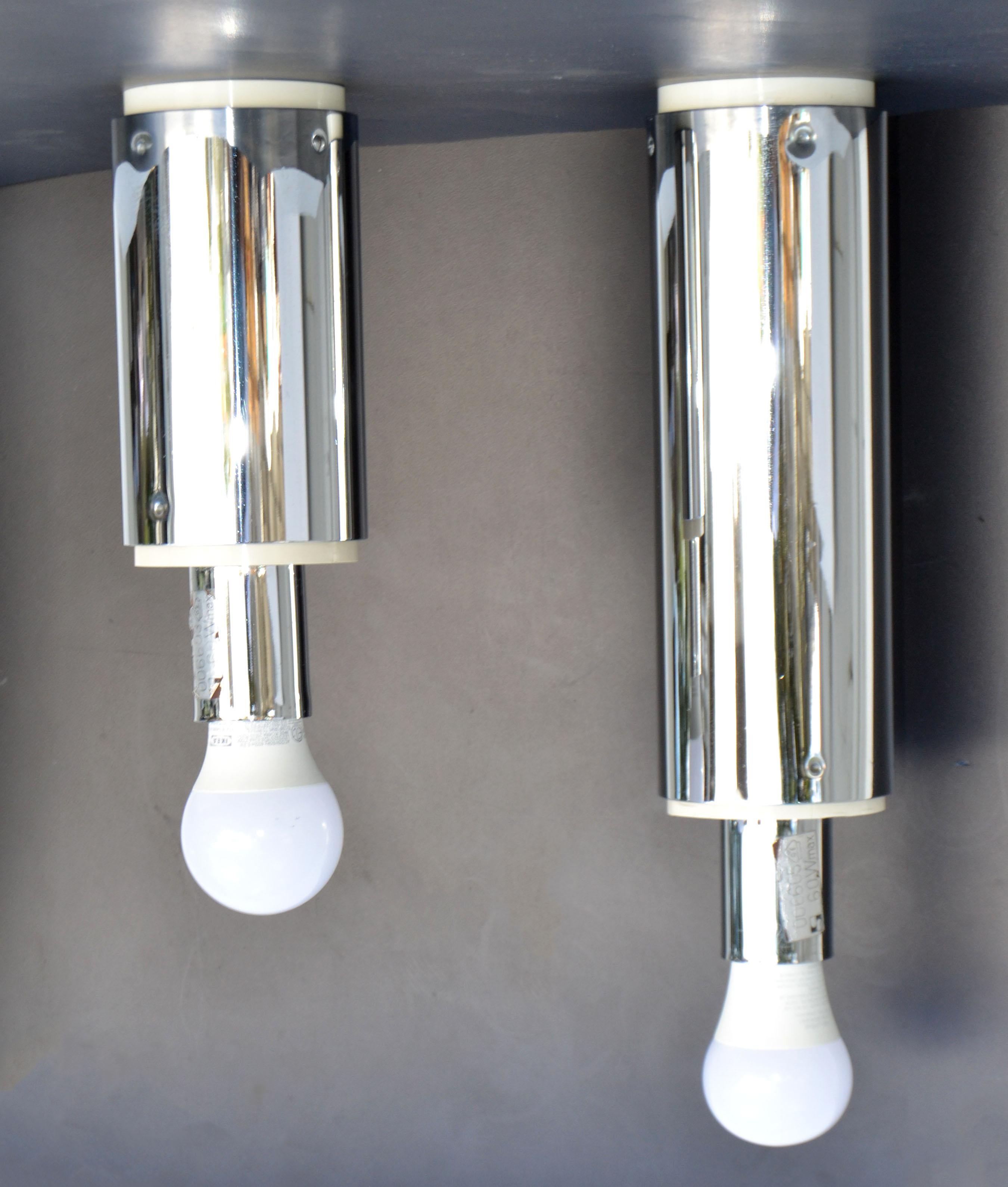 2er-Set Staff Leuchten Chrom & Kunststoff Space Age entworfen von Motoko Ishii 70 im Angebot 4