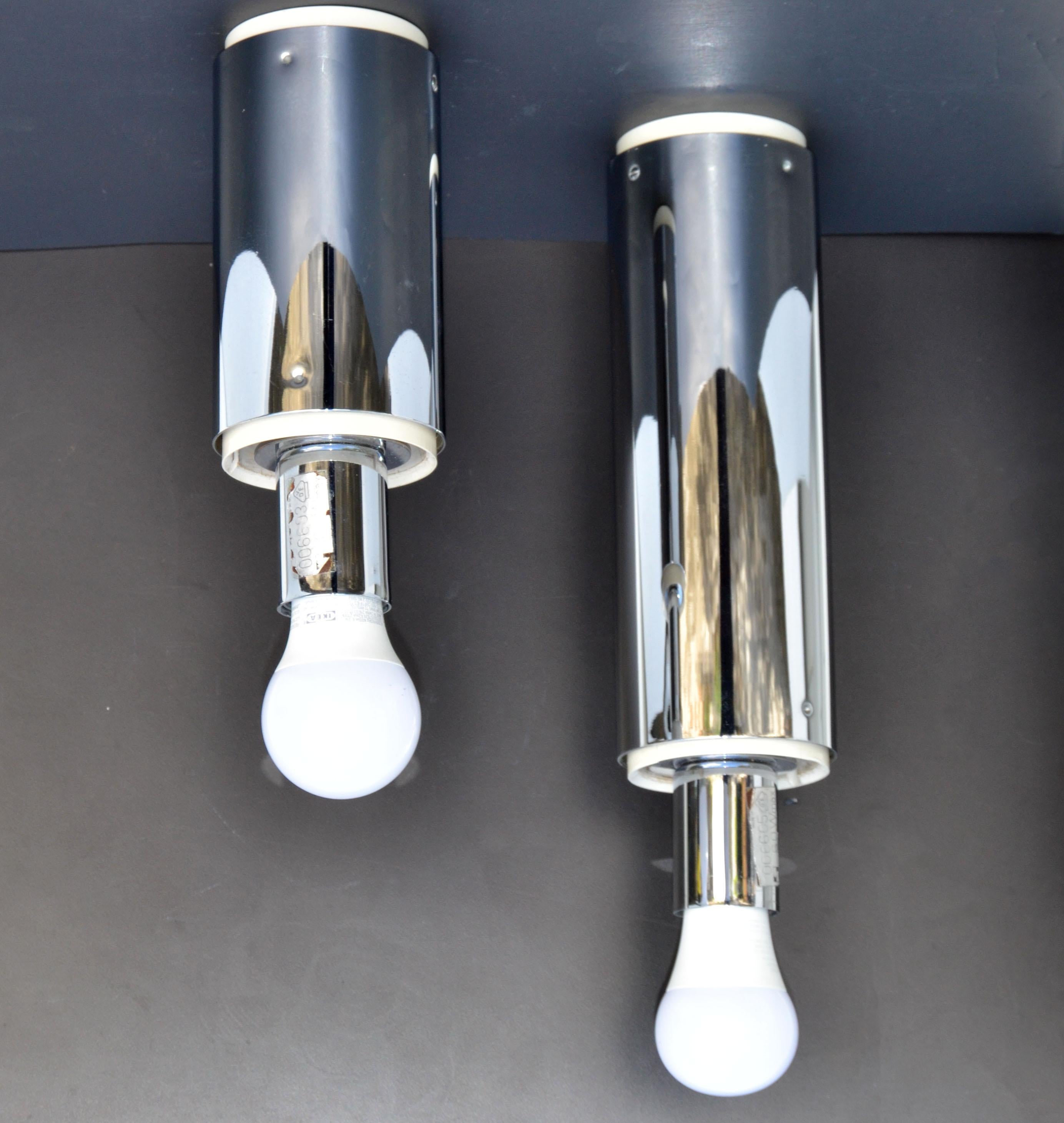 Set of 2 Staff Leuchten Chrome & Plastic Space Age designed by Motoko Ishii 70   For Sale 11