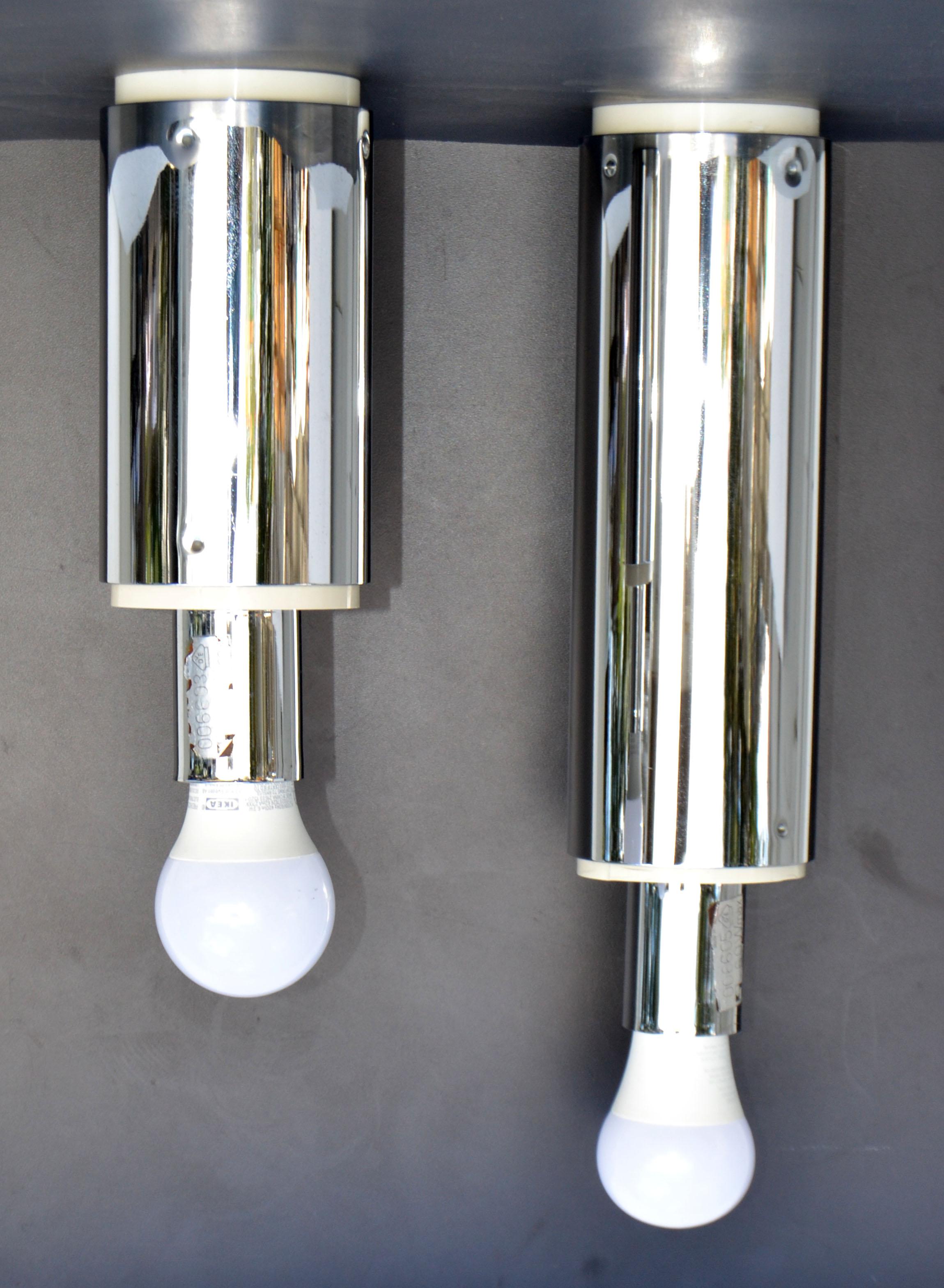 Set of 2 Staff Leuchten Chrome & Plastic Space Age designed by Motoko Ishii 70   For Sale 1