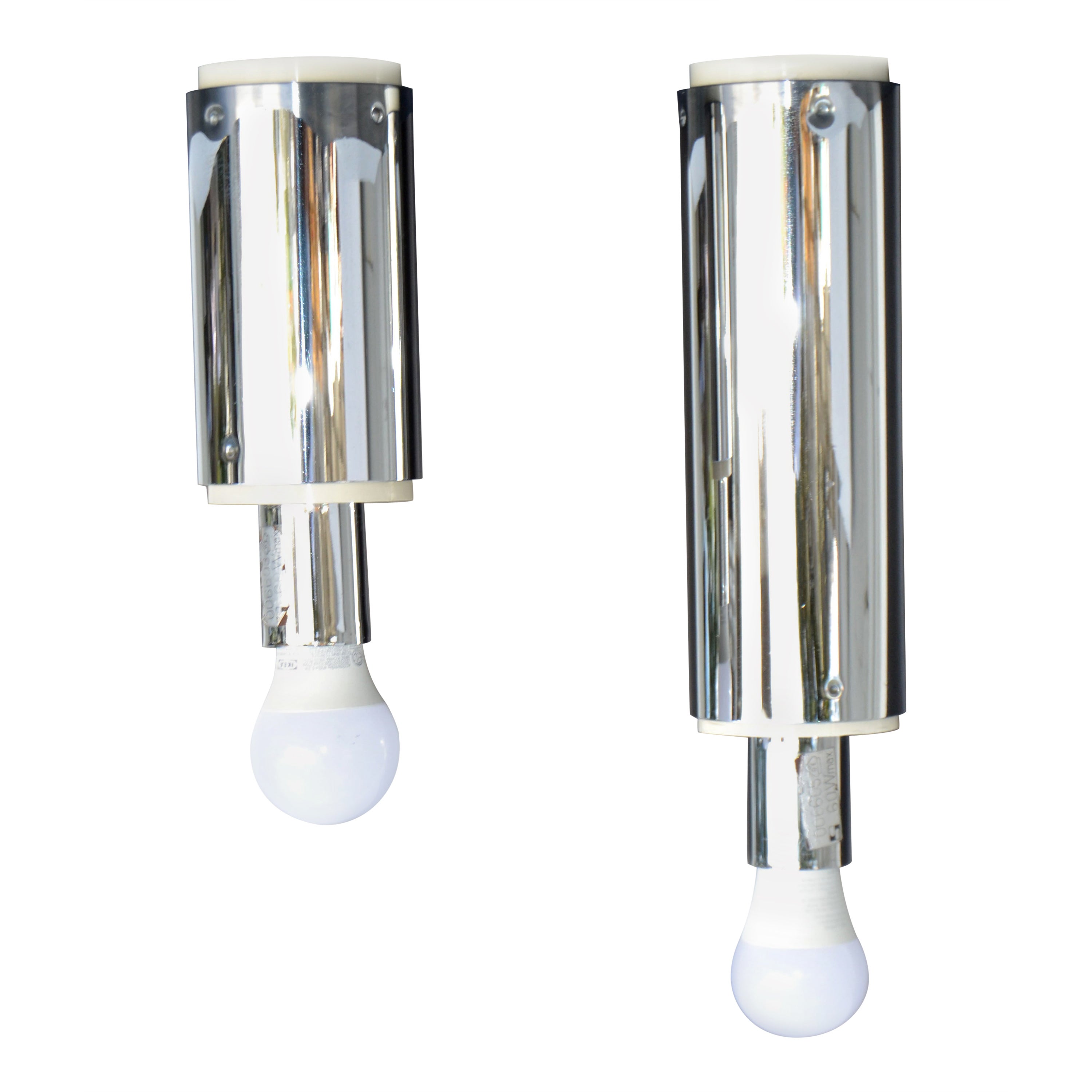 Set of 2 Staff Leuchten Chrome & Plastic Space Age designed by Motoko Ishii 70 For Sale