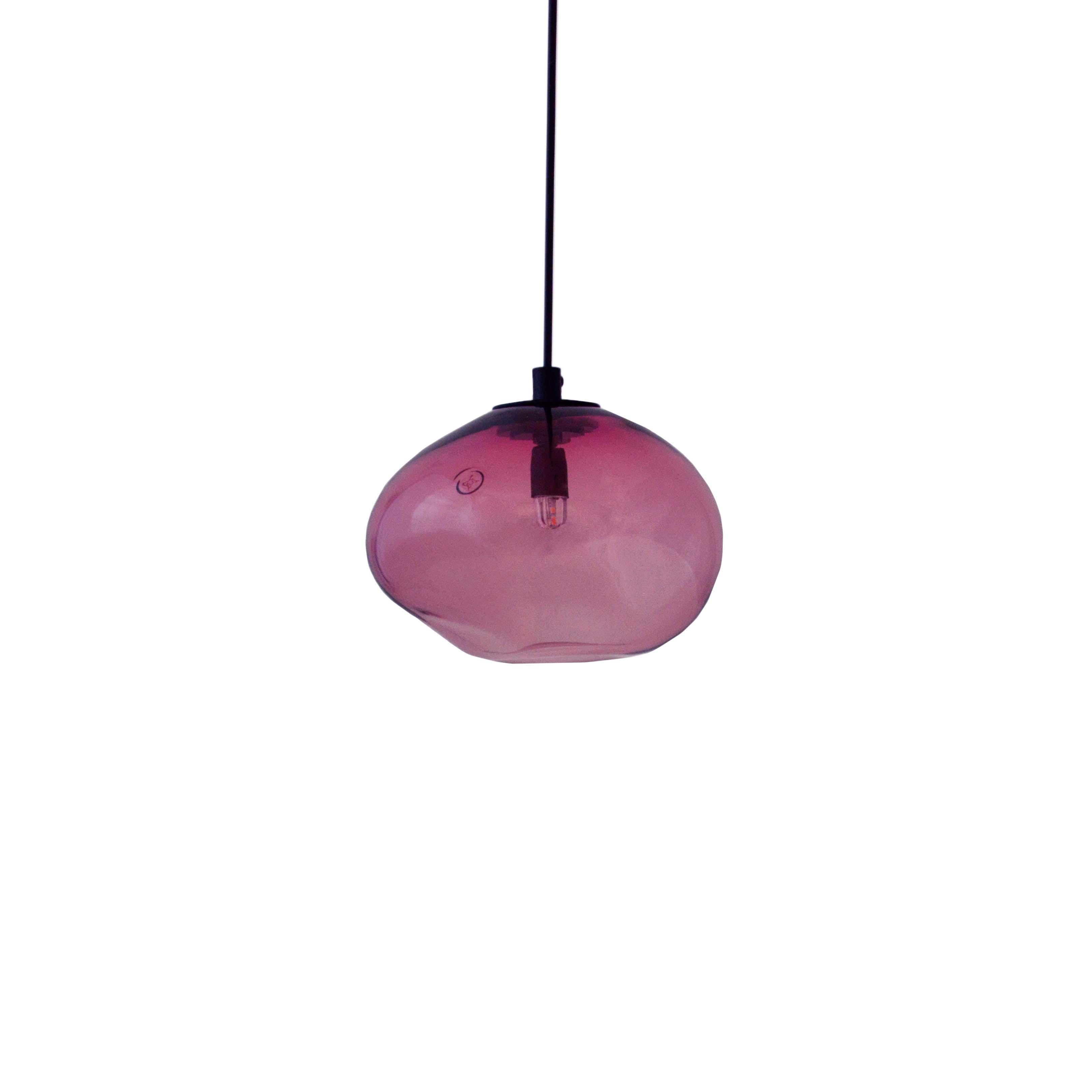 Post-Modern Set of 2 Starglow Purple Iridescent Pendants by Eloa For Sale