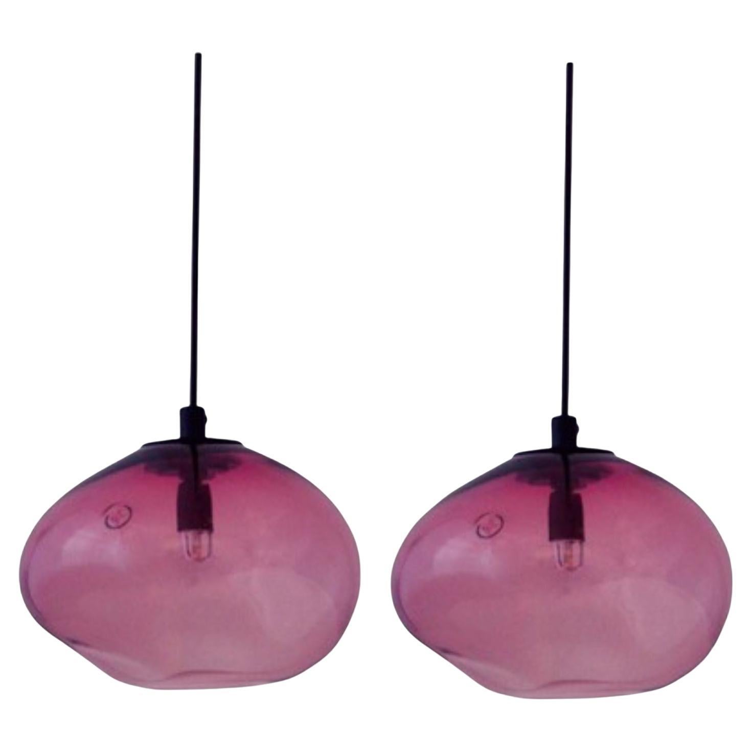 Set of 2 Starglow Purple Iridescent Pendants by Eloa