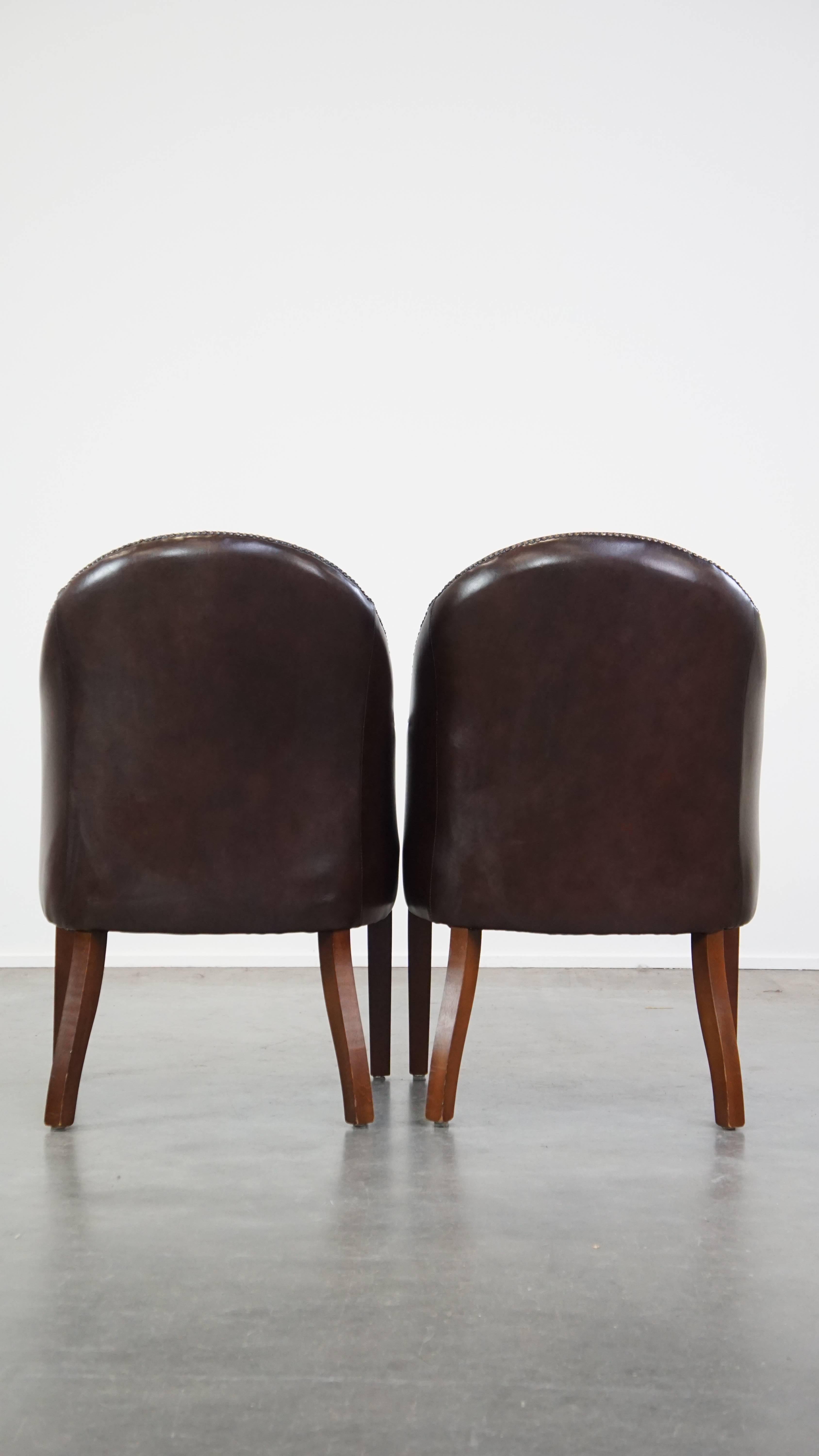 Hand-Crafted Set of 2 stately, luxurious, English style cowhide dining room chairs/tub chairs