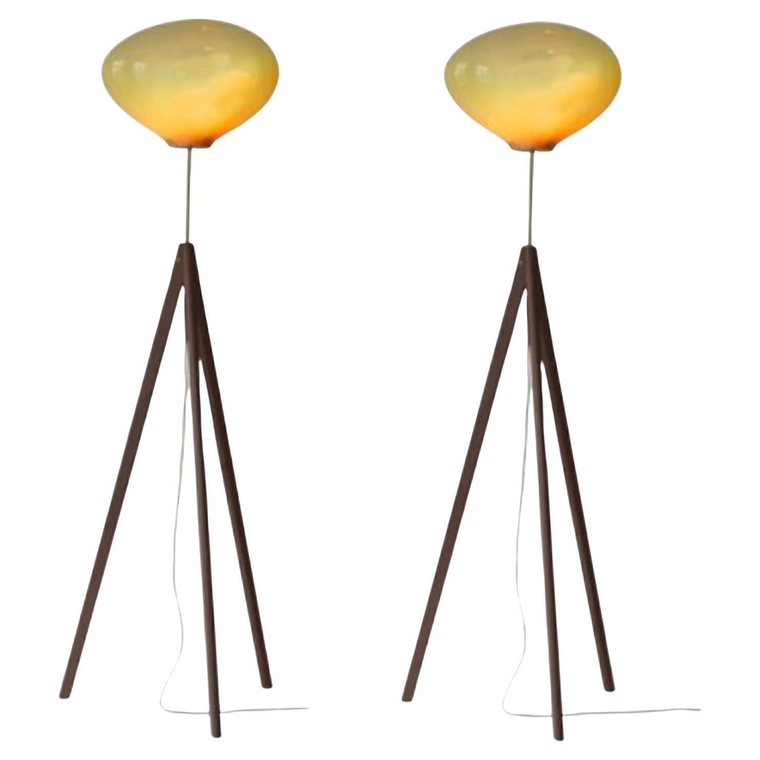 Set of 2 Stati X Amber Iridescent Floor Lamps by ELOA