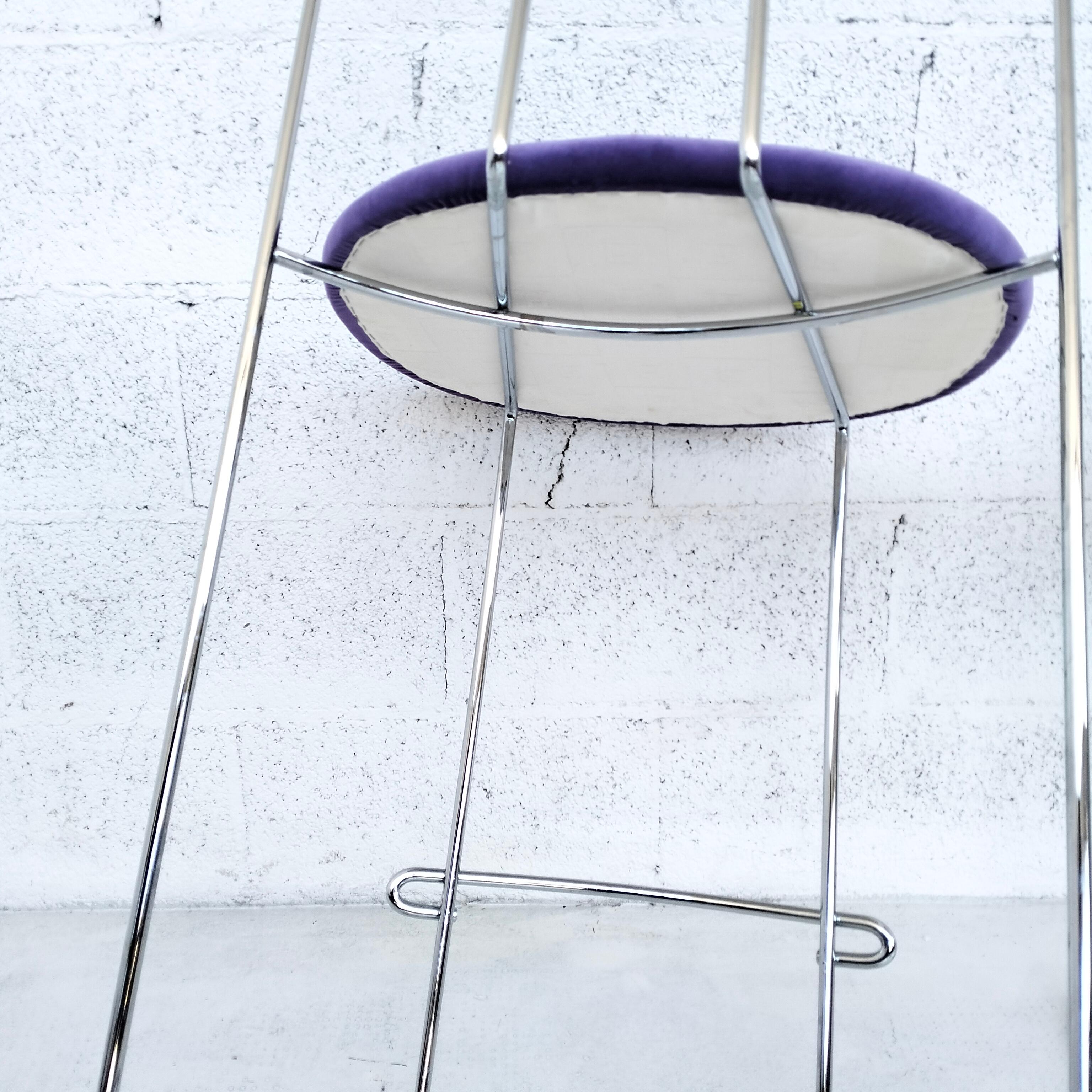 Set of 2 steel chromed stools Gaja model by K. Takahama for Simon Gavina 70's For Sale 4