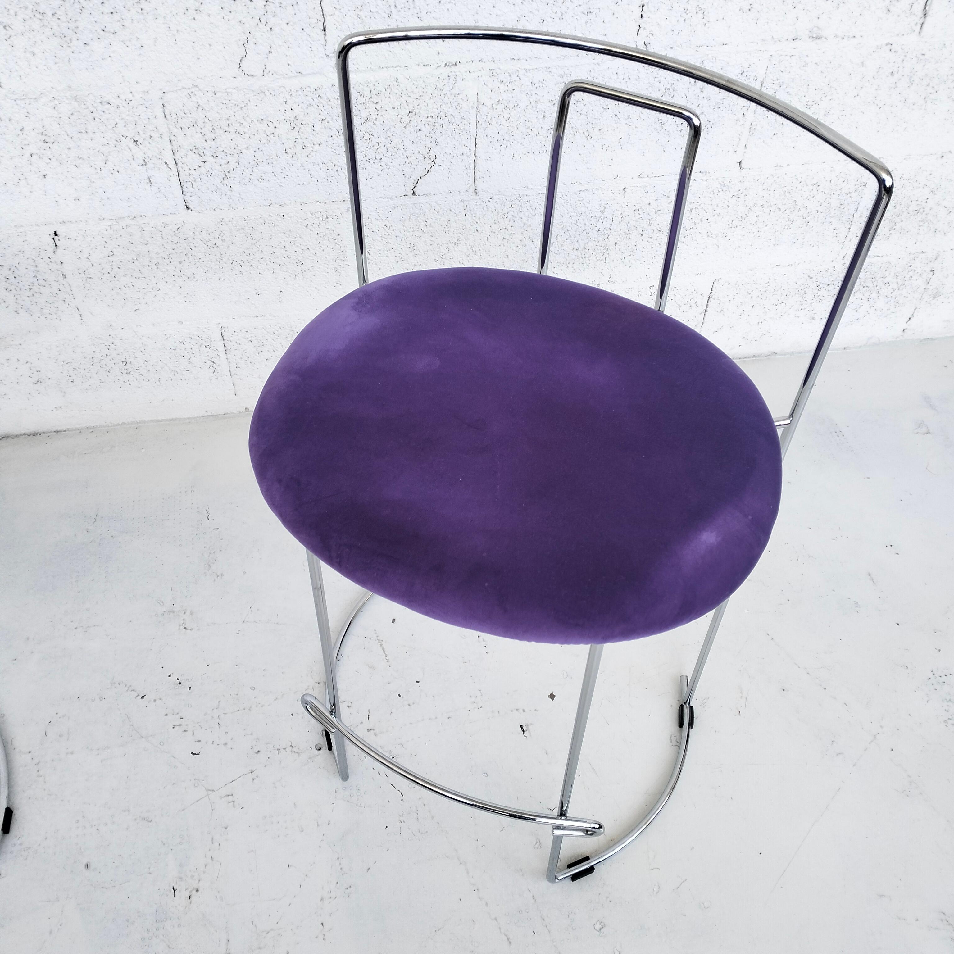 Late 20th Century Set of 2 steel chromed stools Gaja model by K. Takahama for Simon Gavina 70's For Sale