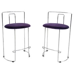 Retro Set of 2 steel chromed stools Gaja model by K. Takahama for Simon Gavina 70's