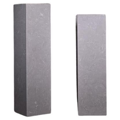 Set of 2 Steles, Grey Marble Columns, 20th Century. For Sale