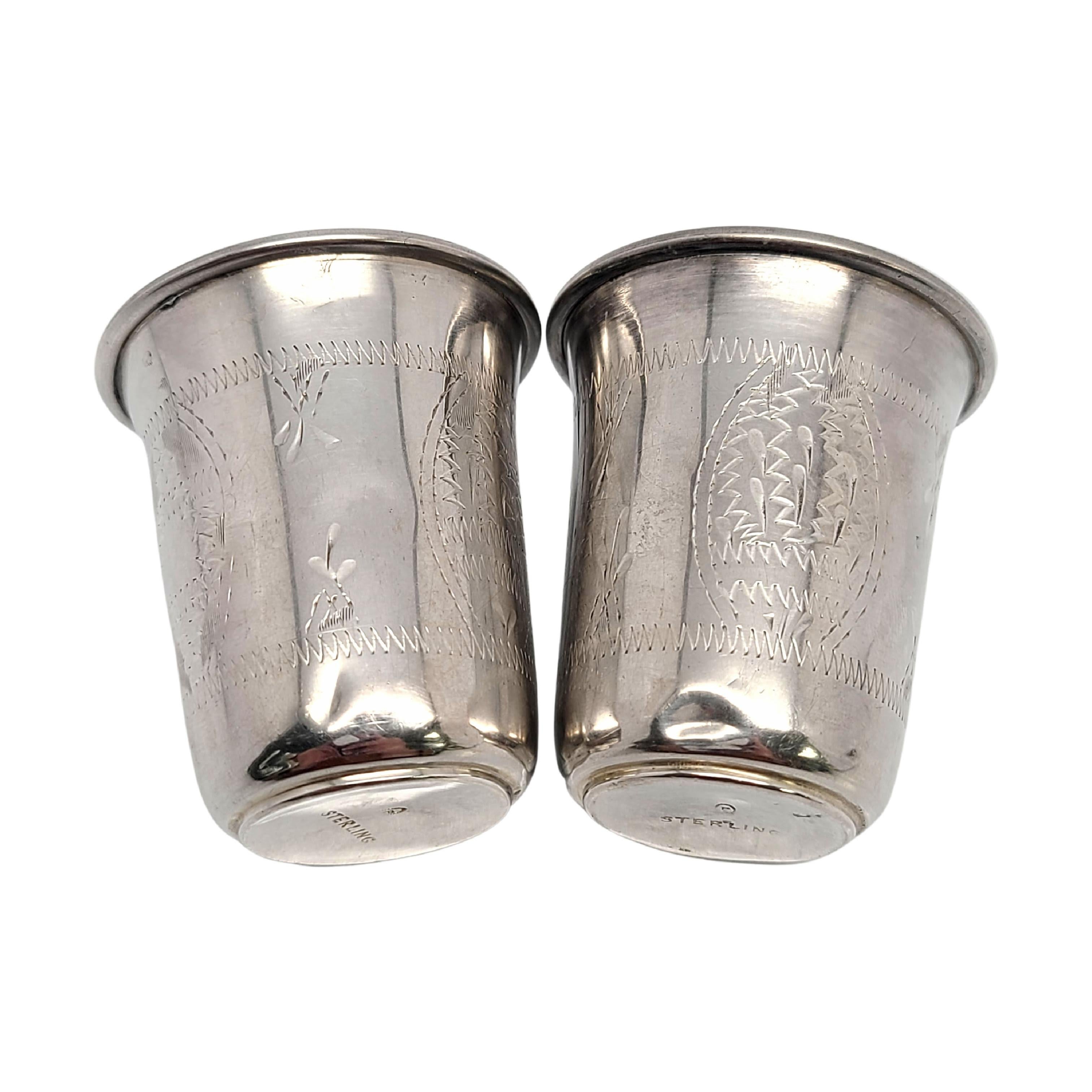 Set of 2 Sterling Silver Kiddush Cups In Good Condition In Washington Depot, CT
