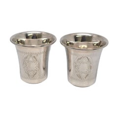 Set of 2 Sterling Silver Kiddush/Shot Cups with Engraving #21020
