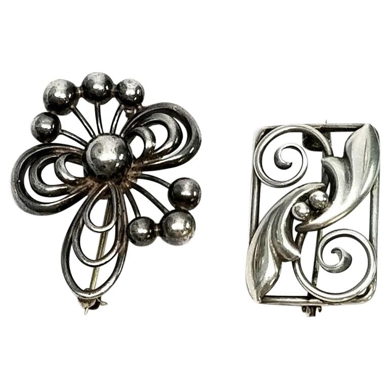 Set Of 2 Sterling Silver Vintage John Lauritzen Pins For Sale At