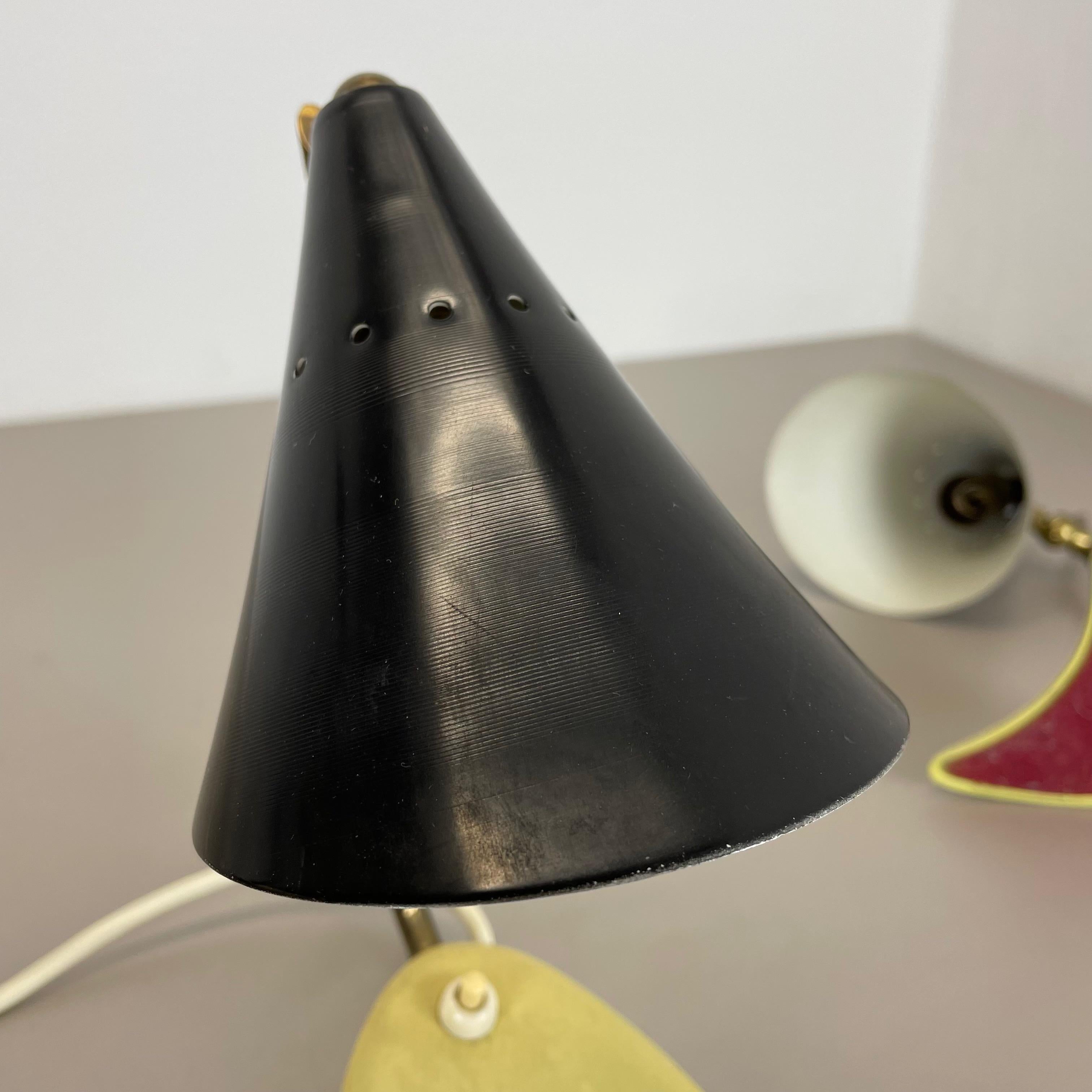 Set of 2 Stilnovo Auböck Style Yellow + Black Sputnik Table Light, Italy, 1950s For Sale 10
