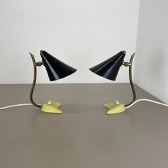Set of 2 Stilnovo Auböck Style Yellow + Black Sputnik Table Light, Italy, 1950s